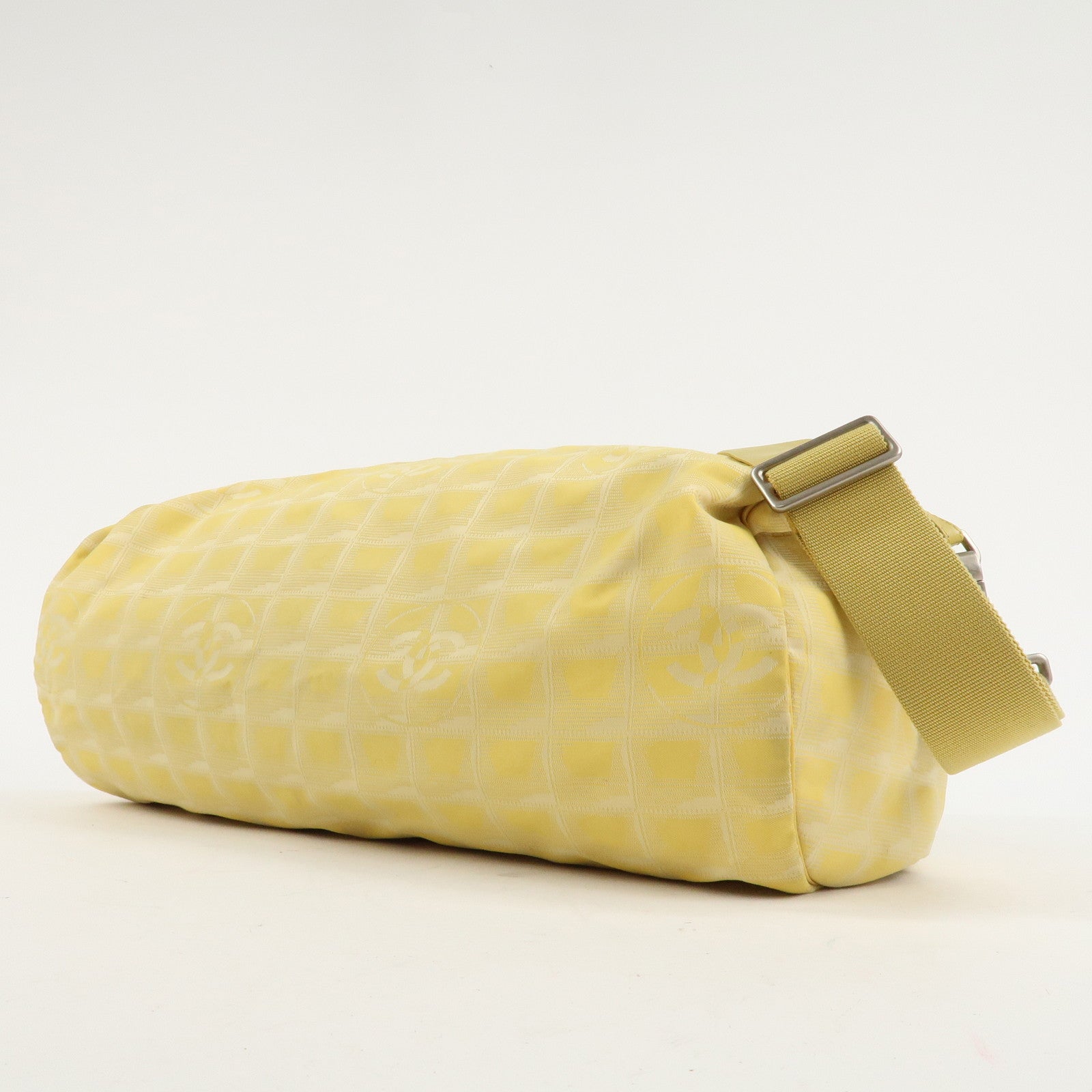 CHANEL New Travel Line Nylon Jacquard Leather Boston Bag A17669 Used