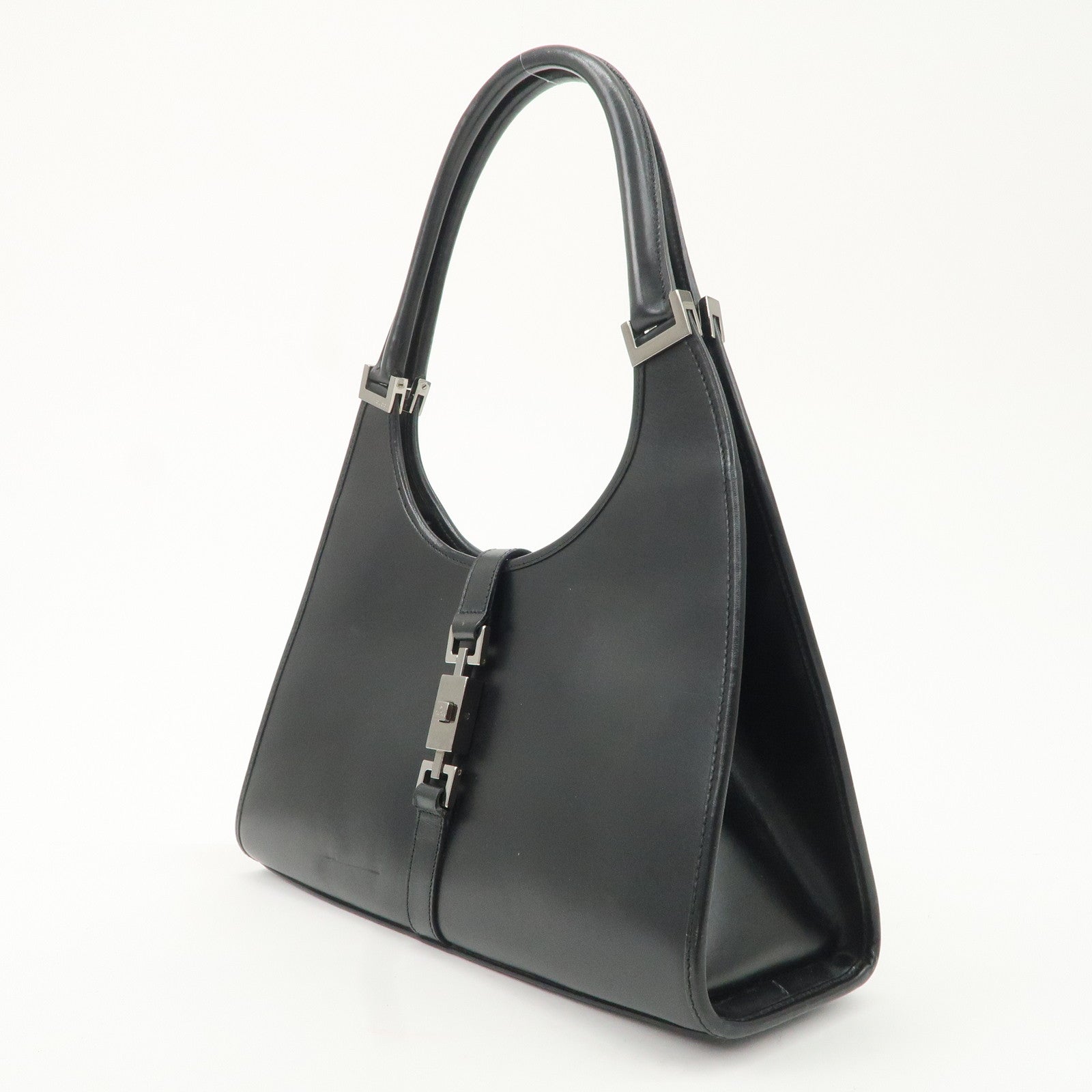 GUCCI Jackie Leather Shoulder Bag Hand Bag Black 002-1067 Used