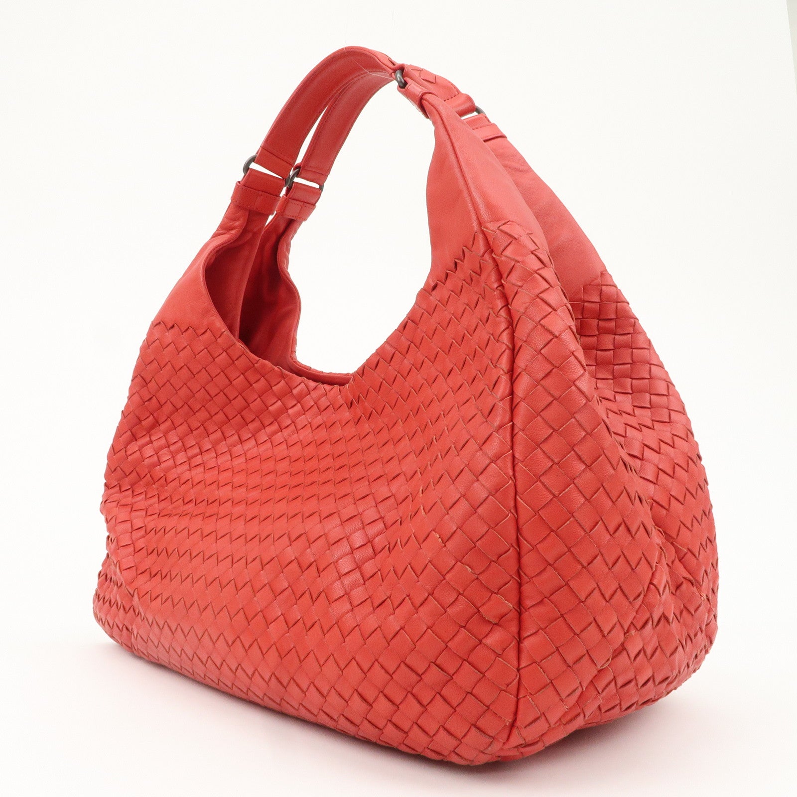 BOTTEGA VENETA Intrecciato Leather Campana Toto Bag Shoulder Bag Red Used