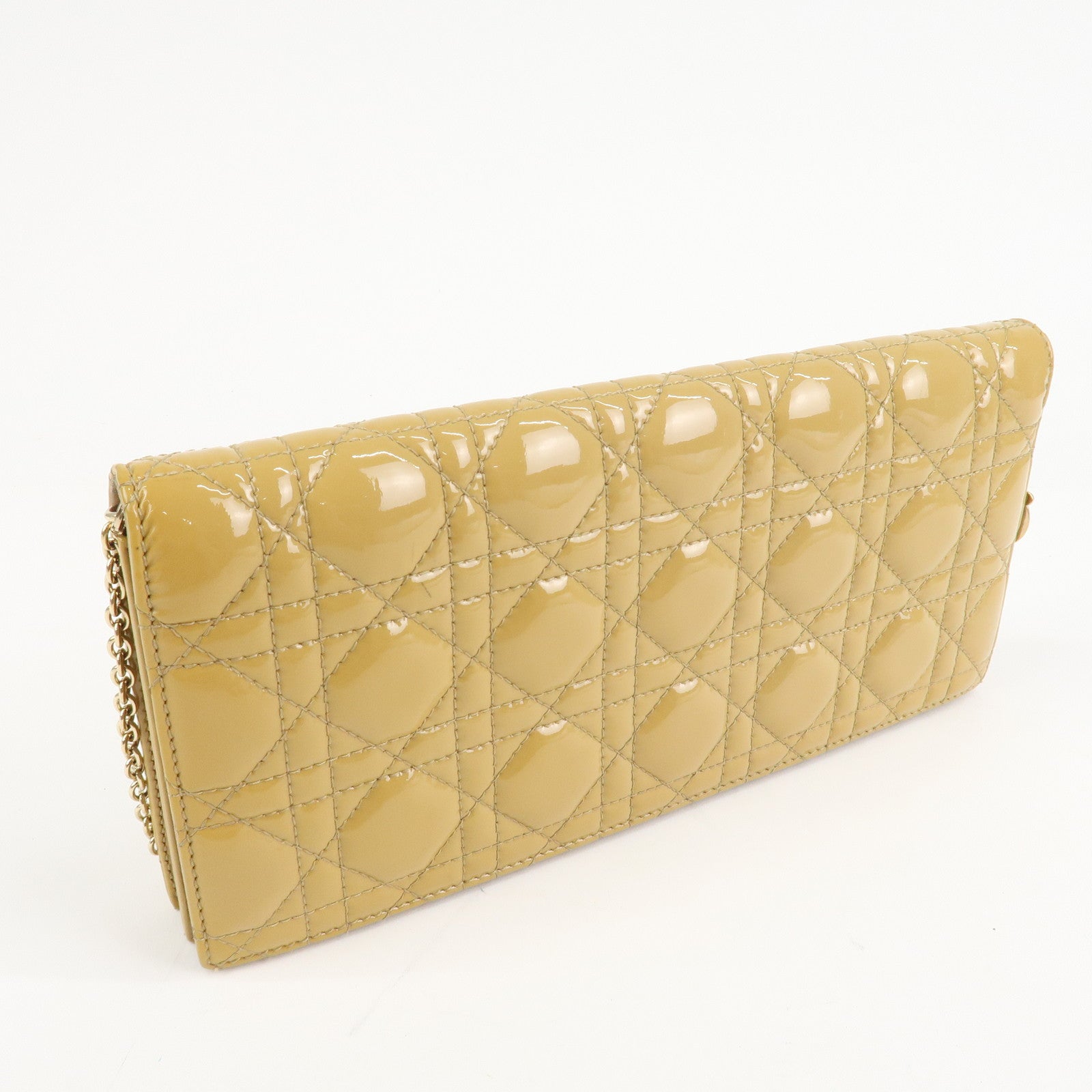 Christian Dior New Lock Cannage Patent Leather Chain Shoulder Bag Used