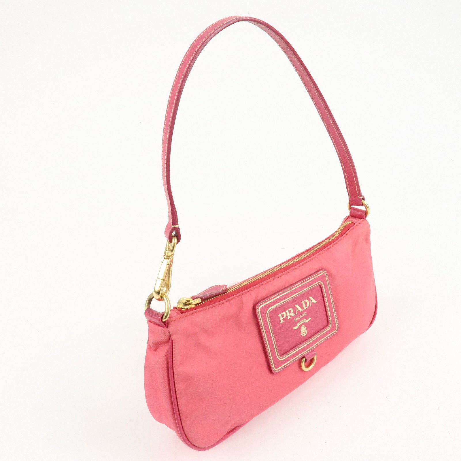 PRADA Nylon Saffiano Leather Shoulder Bag Hand Bag Pink Used