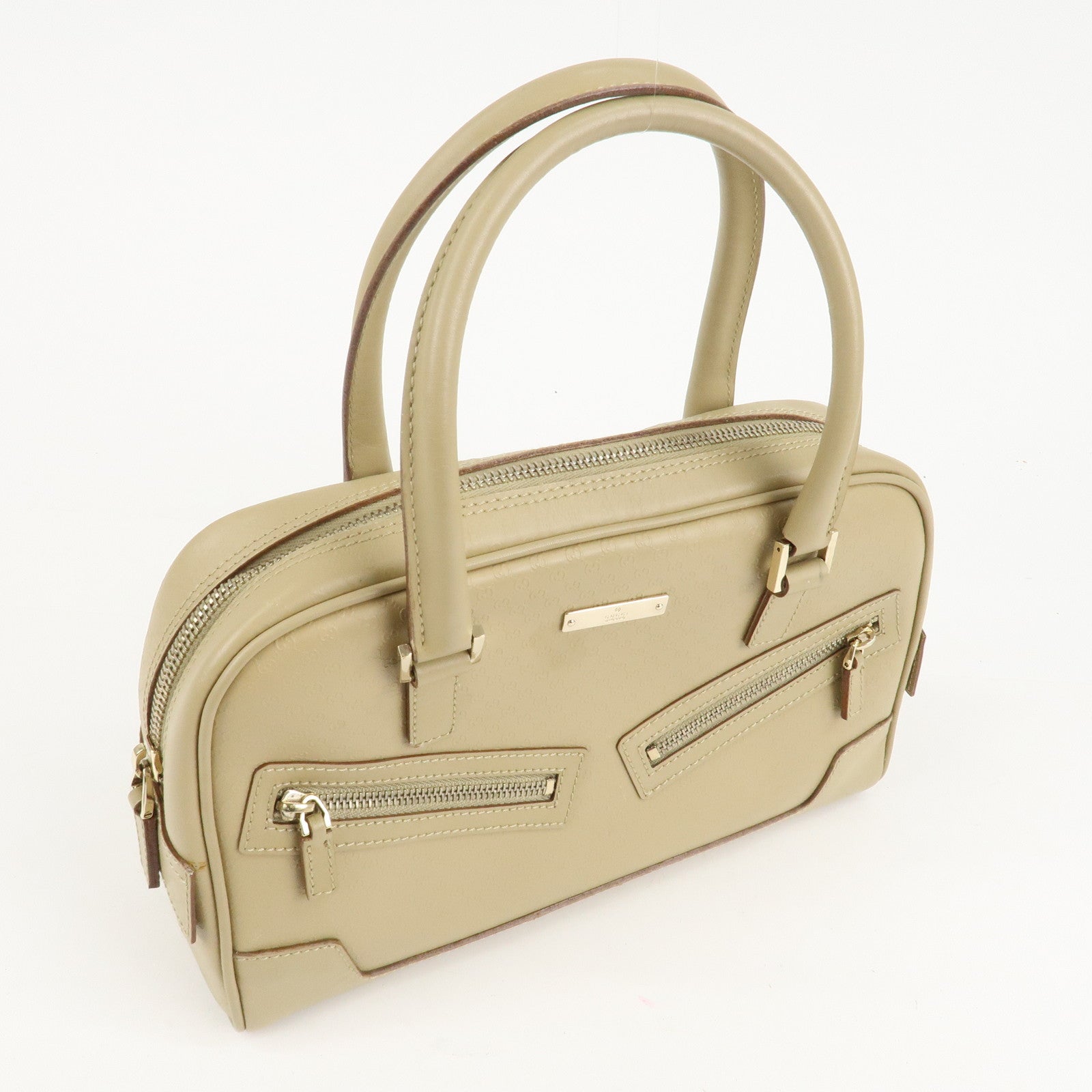 GUCCI Micro Guccissima Leather Hand Bag Beige 000.0852.2123 Used