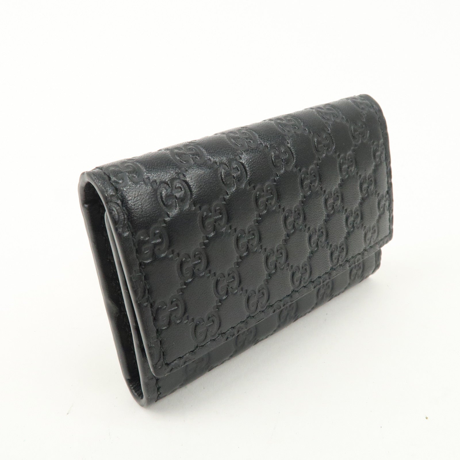 GUCCI Micro Guccissima Leather 6 Rings Key Case Black 150402 Used