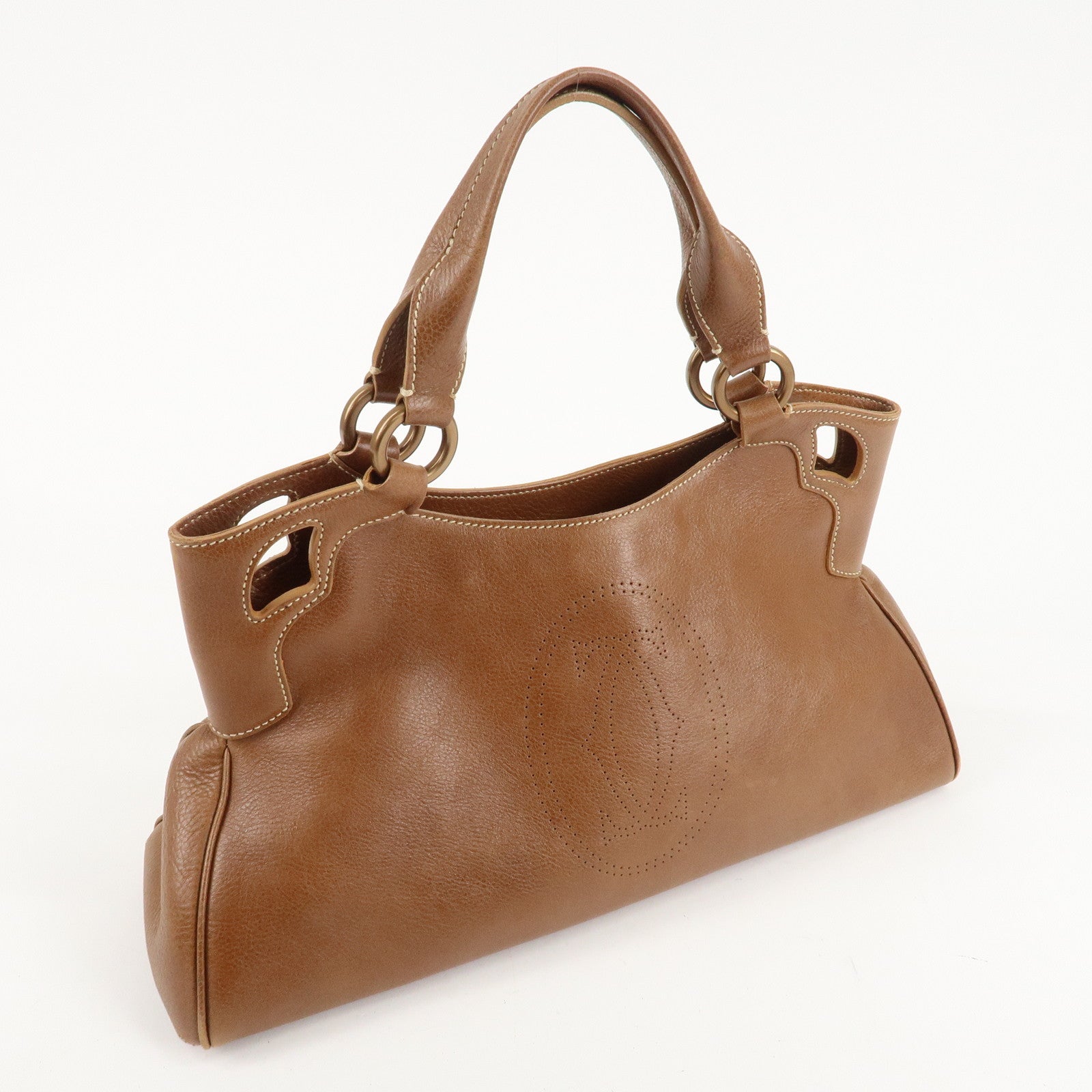 Cartier Marcello Du Cartier Leather Tote Bag Hand Bag Brown Used