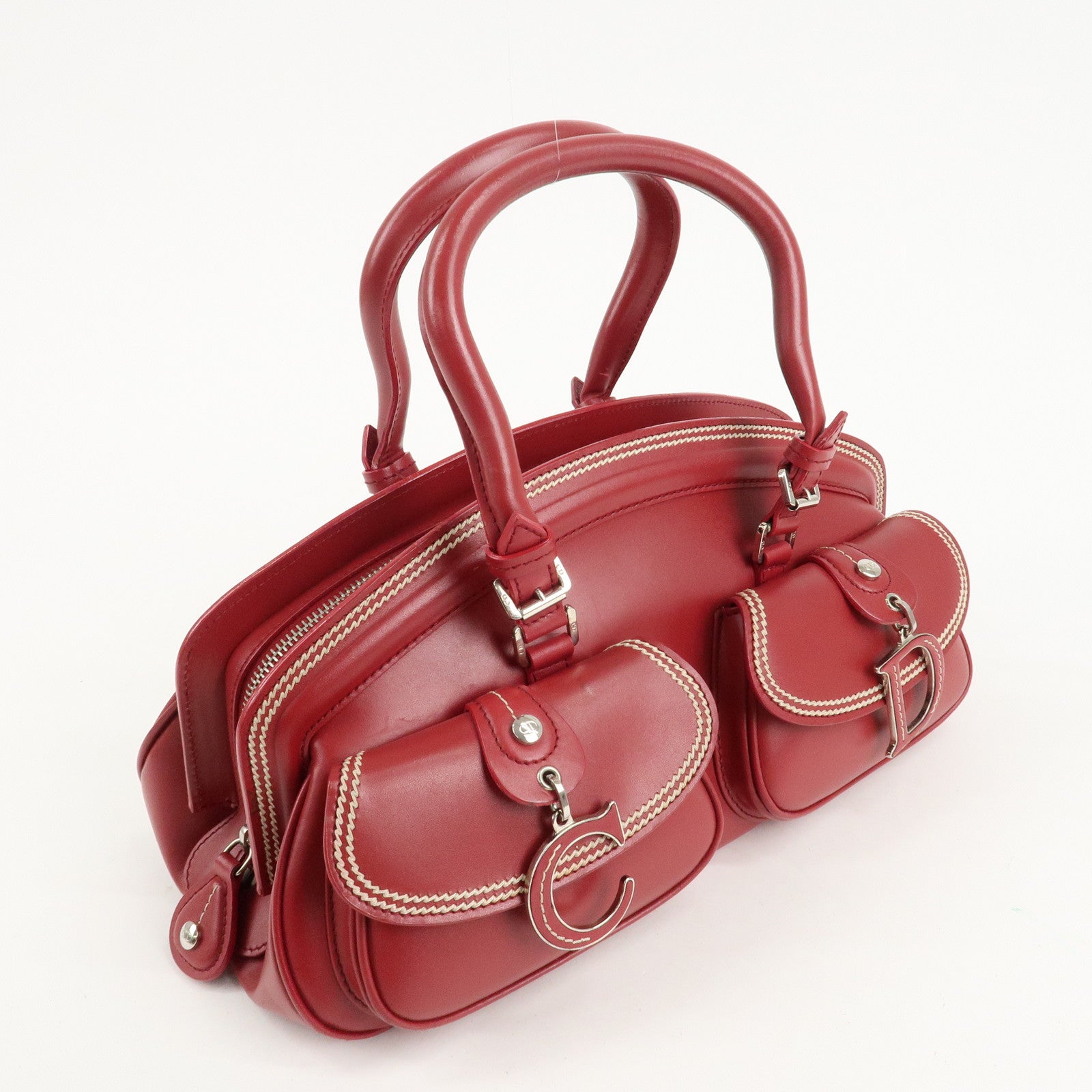 Christian Dior Detective Bag Satchel Bag Hand Bag Red Used