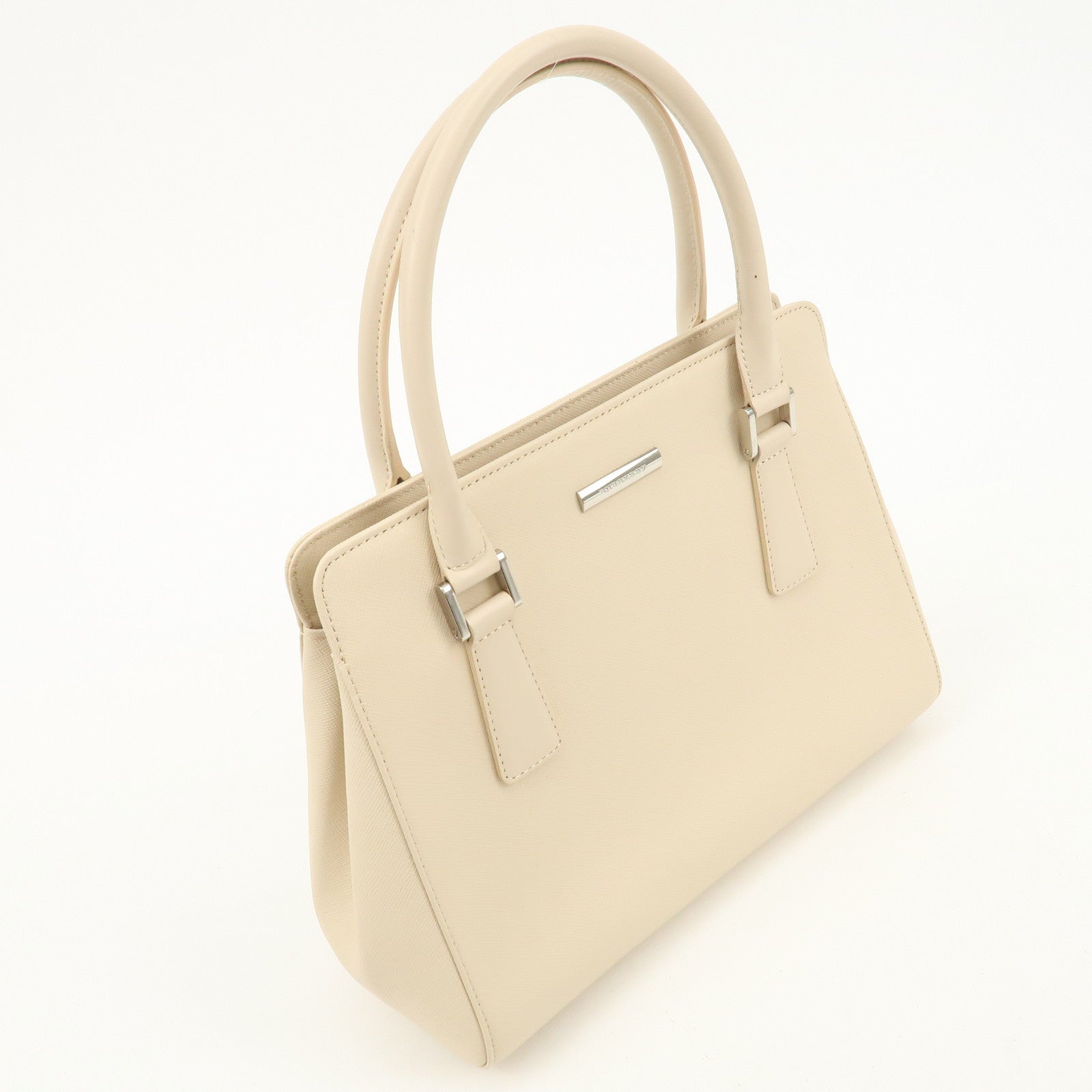 BURBERRY Leather Hand Bag Beige Used