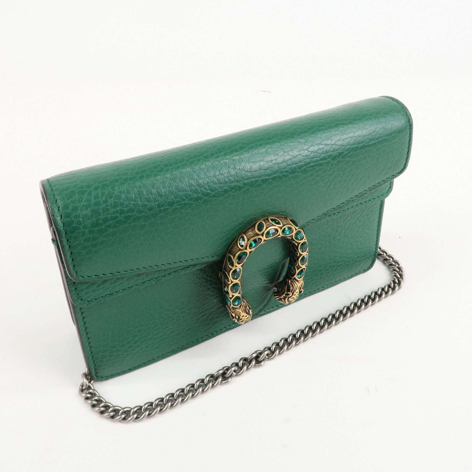 GUCCI Dionysus Leather Chain Shoulder Bag Green 476432 Used