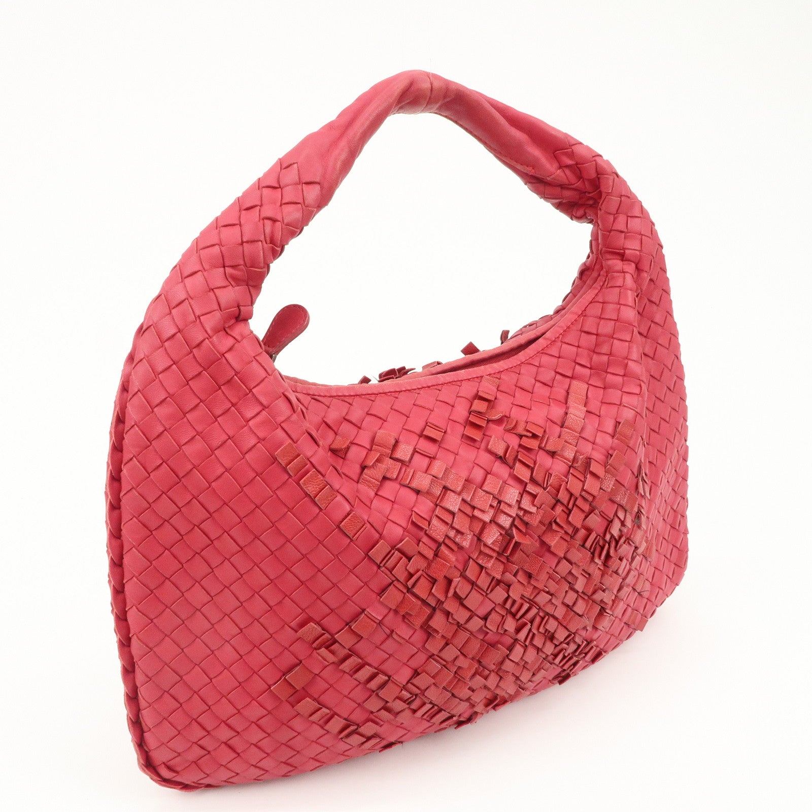BOTTEGA VENETA Hobo Intrecciato Leather Shoulder Bag Pink 115653 Used