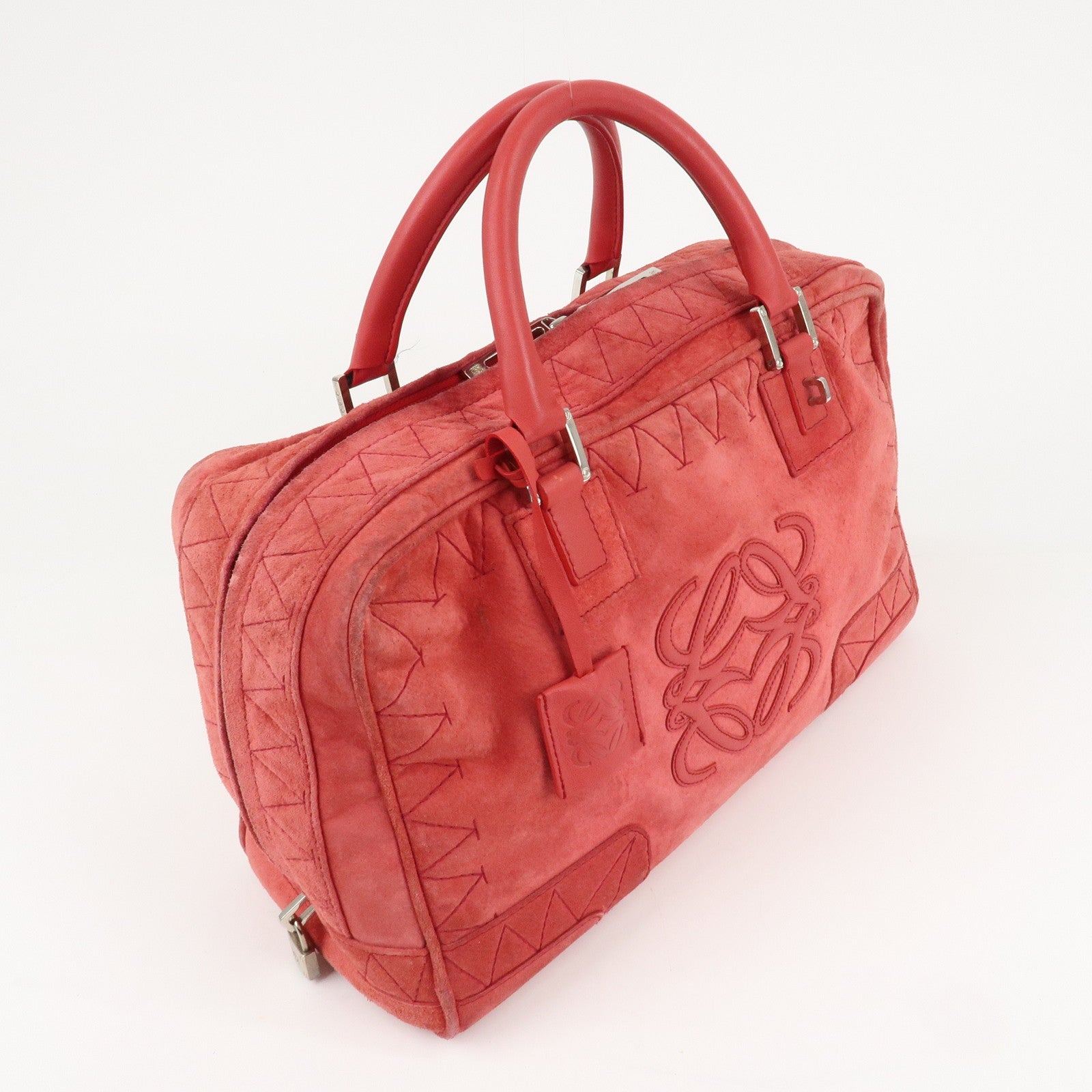 LOEWE Anagram Leather Amazona 36 Hand Bag Rose Used