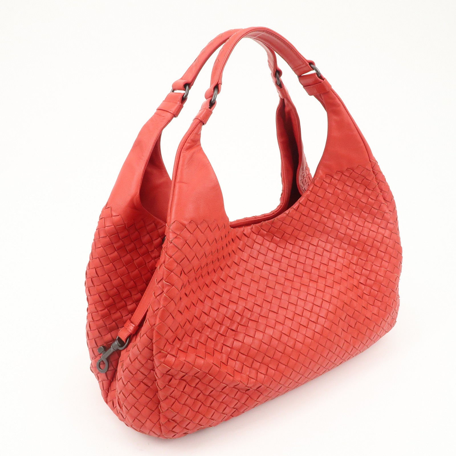 BOTTEGA VENETA Intrecciato Leather Campana Toto Bag Shoulder Bag Red Used