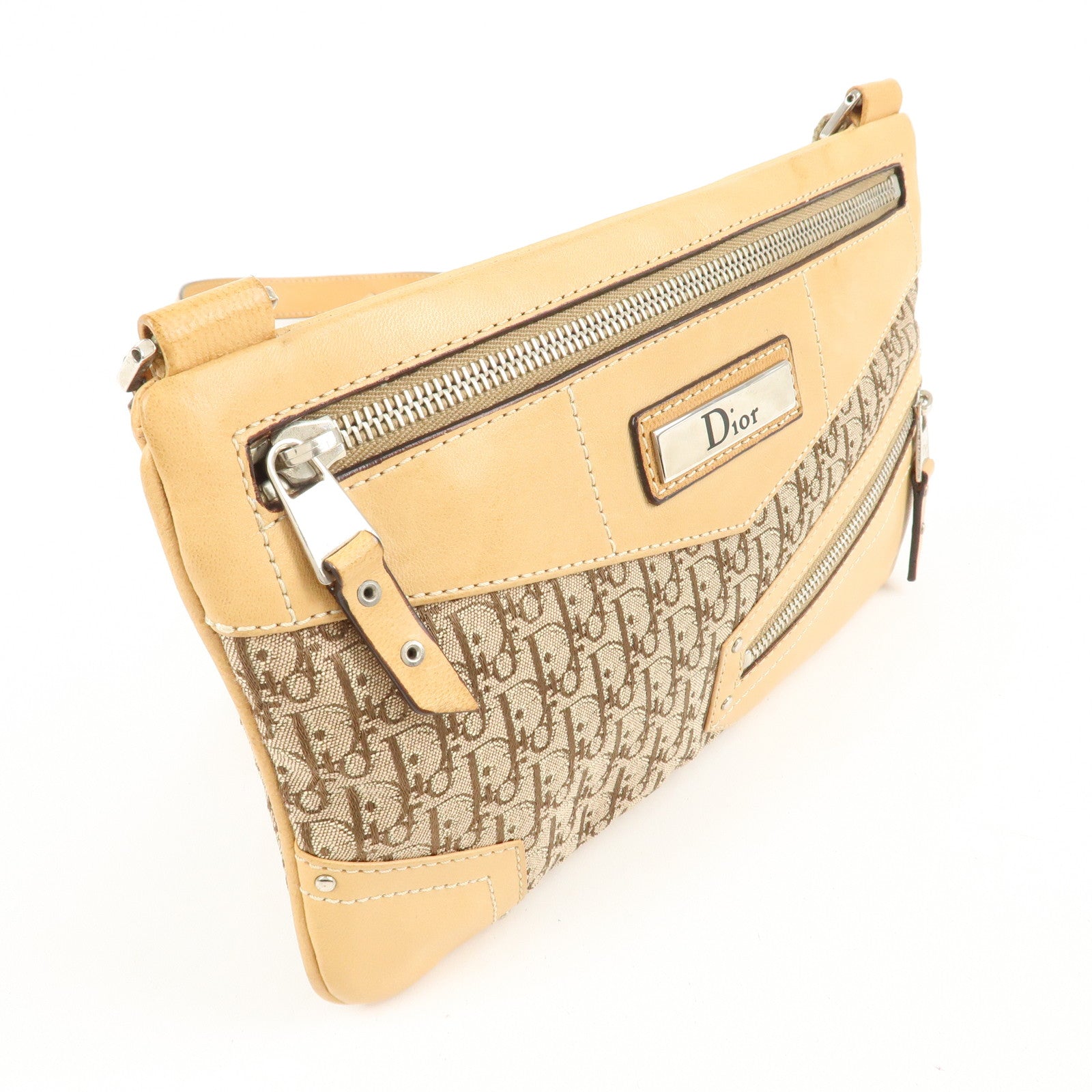 Christian Dior Street Chic Trotter Canvas Leather Shoulder Bag Used