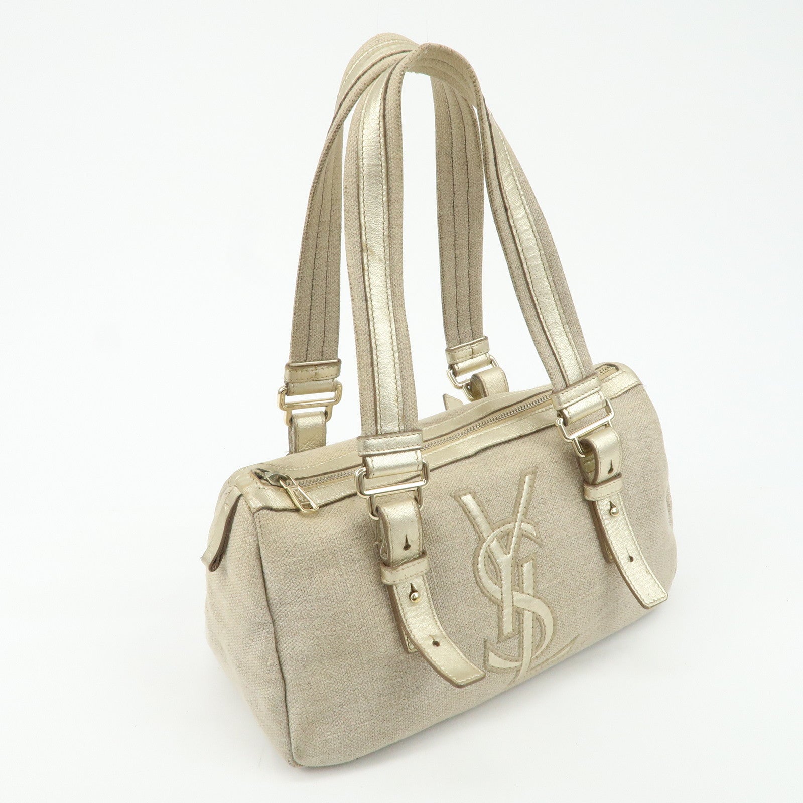YVES SAINT LAURENT Rive Gauche Kahara Canvas Leather Mini Boston Used