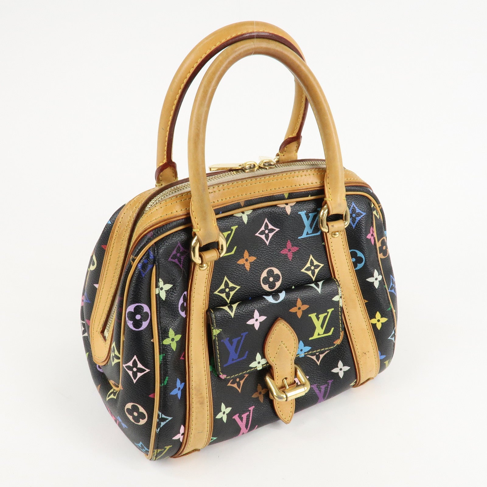 Louis Vuitton Monogram Multicolor Priscilla Hand Bag Noir M40097 Used