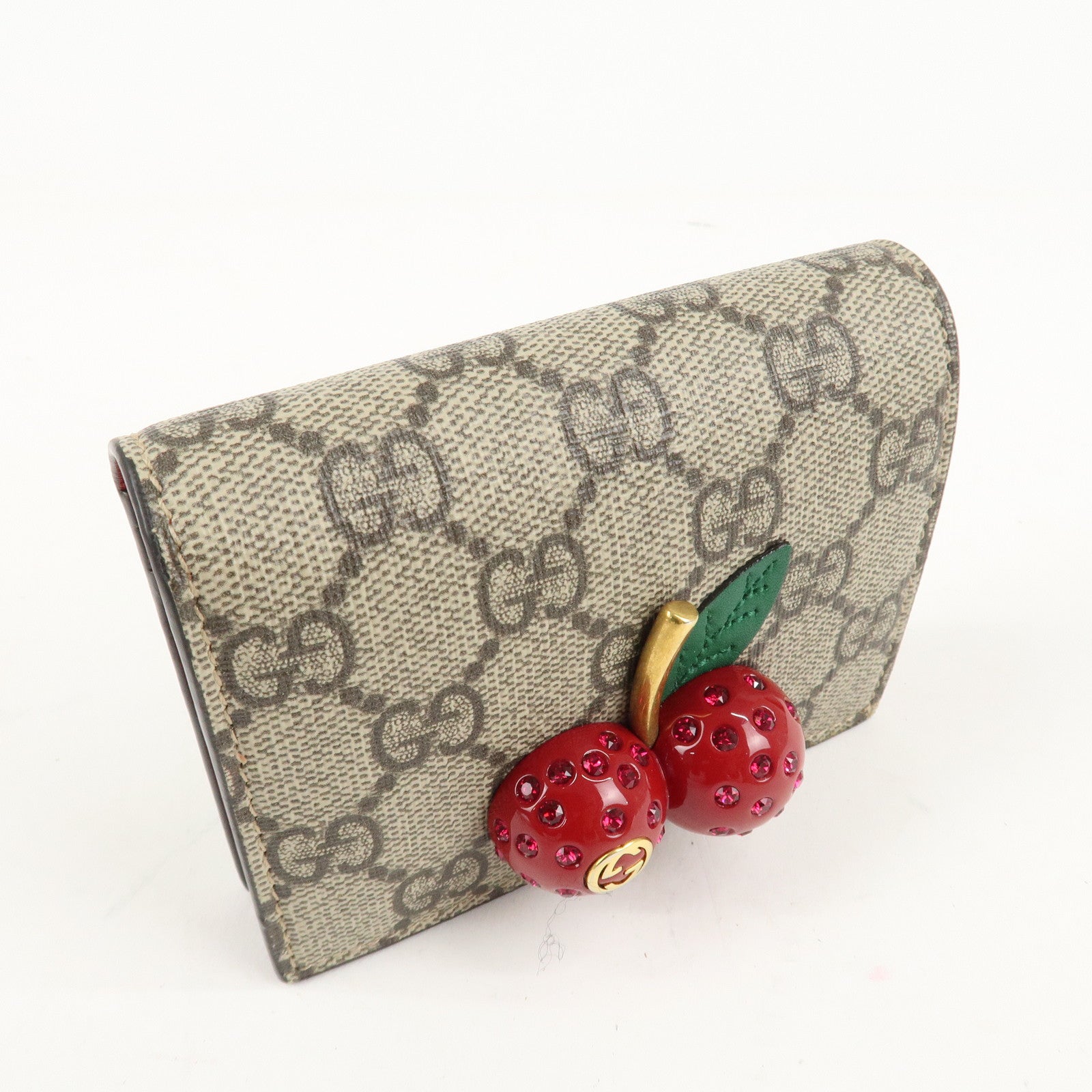GUCCI Interlocking G GG Supreme Cherry Compact Wallet 476050 Used