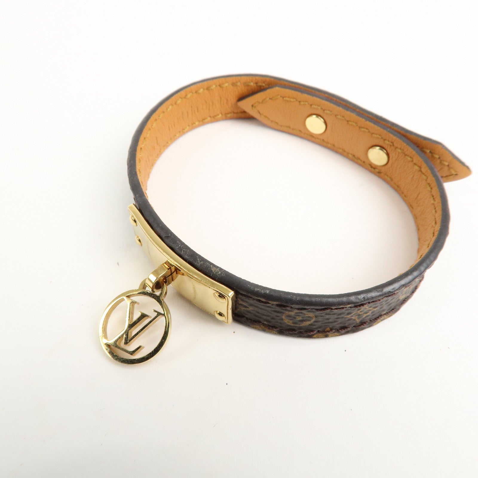 Louis Vuitton Monogram Bracelet Logo Mania 17 Brown M4150 Used