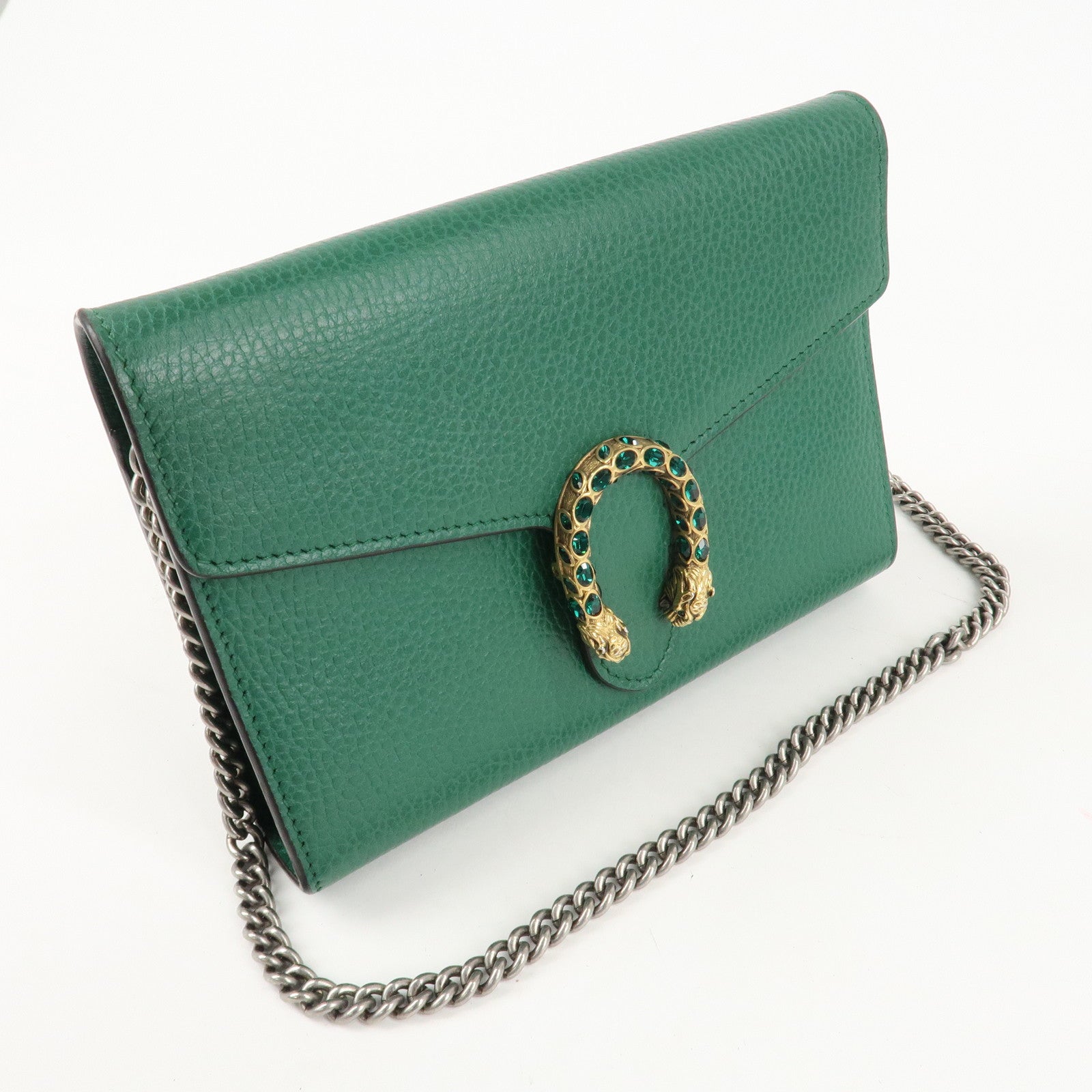 GUCCI Dionysus Leather Chain Shoulder Bag Green 401231 Used