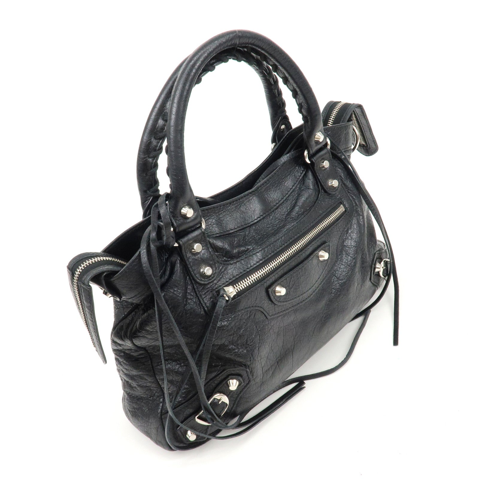 BALENCIAGA The Town Leather 2way Bag Hand Bag Black 240579 Used