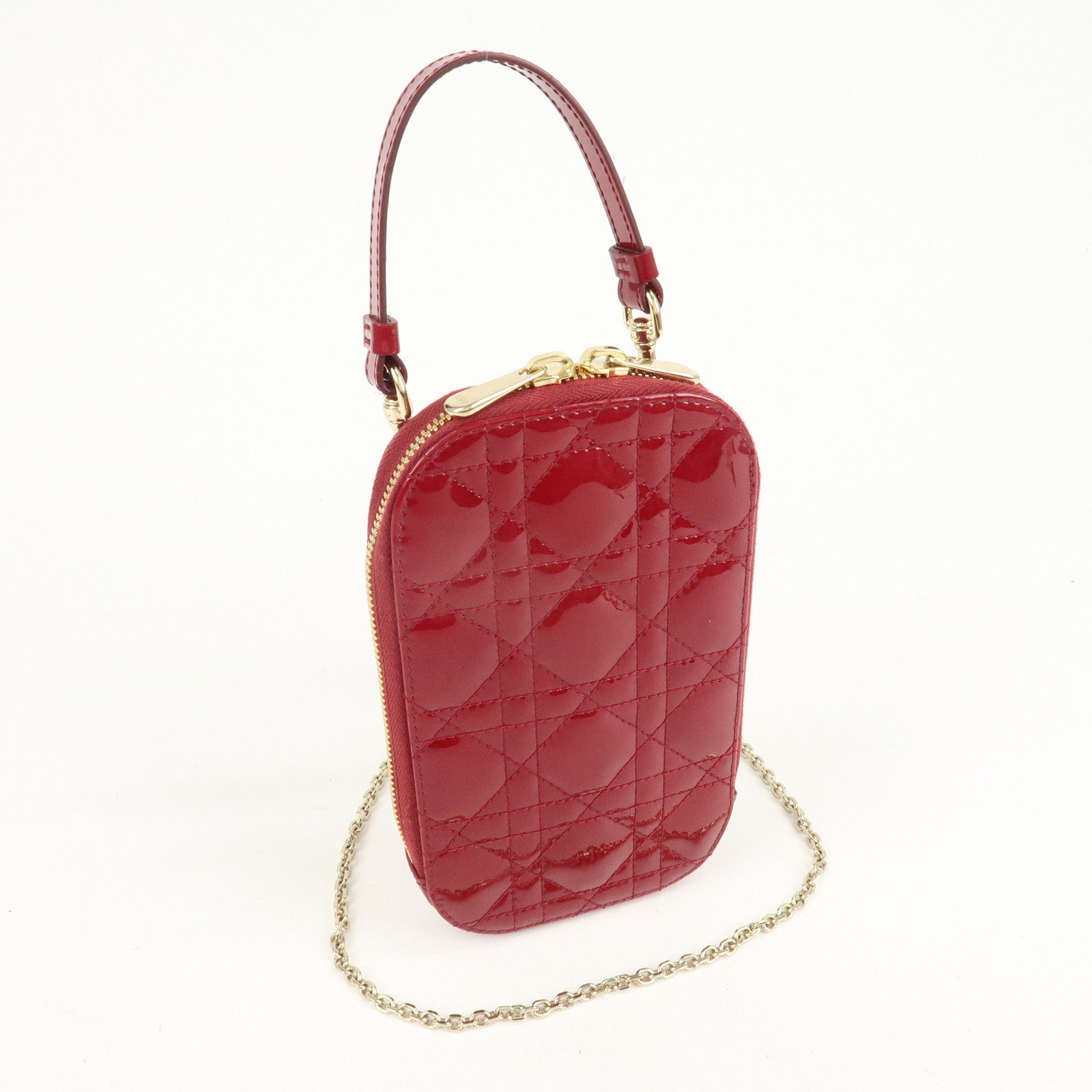 Christian Dior Cannage Patent Leather Phone Holder Used