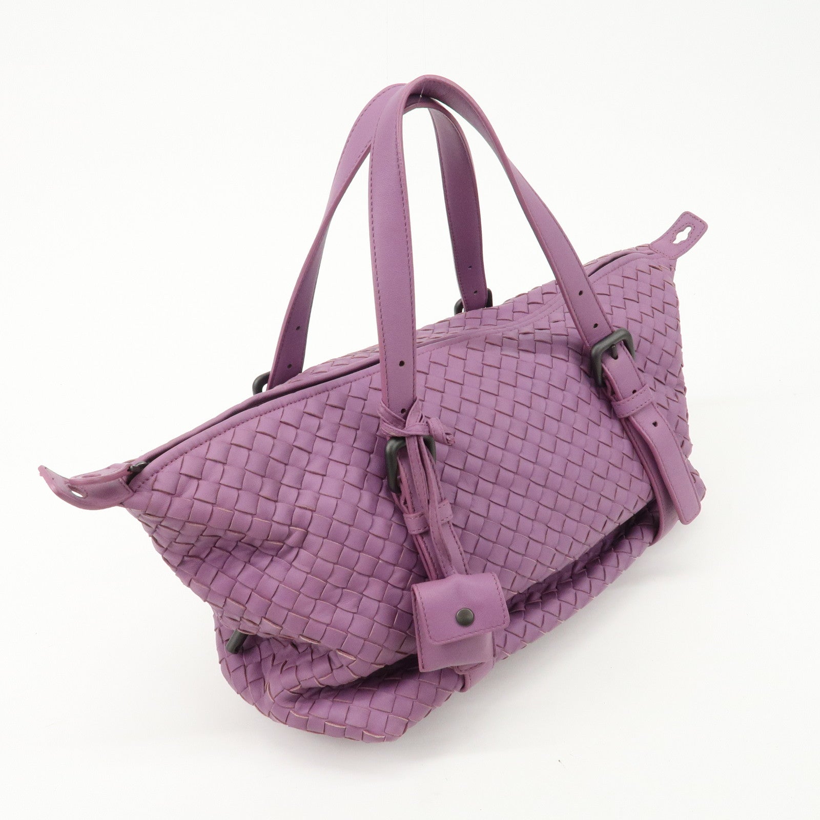 BOTTEGA VENETA Intrecciato Leather Hand Bag Shoulder Bag Purple Used