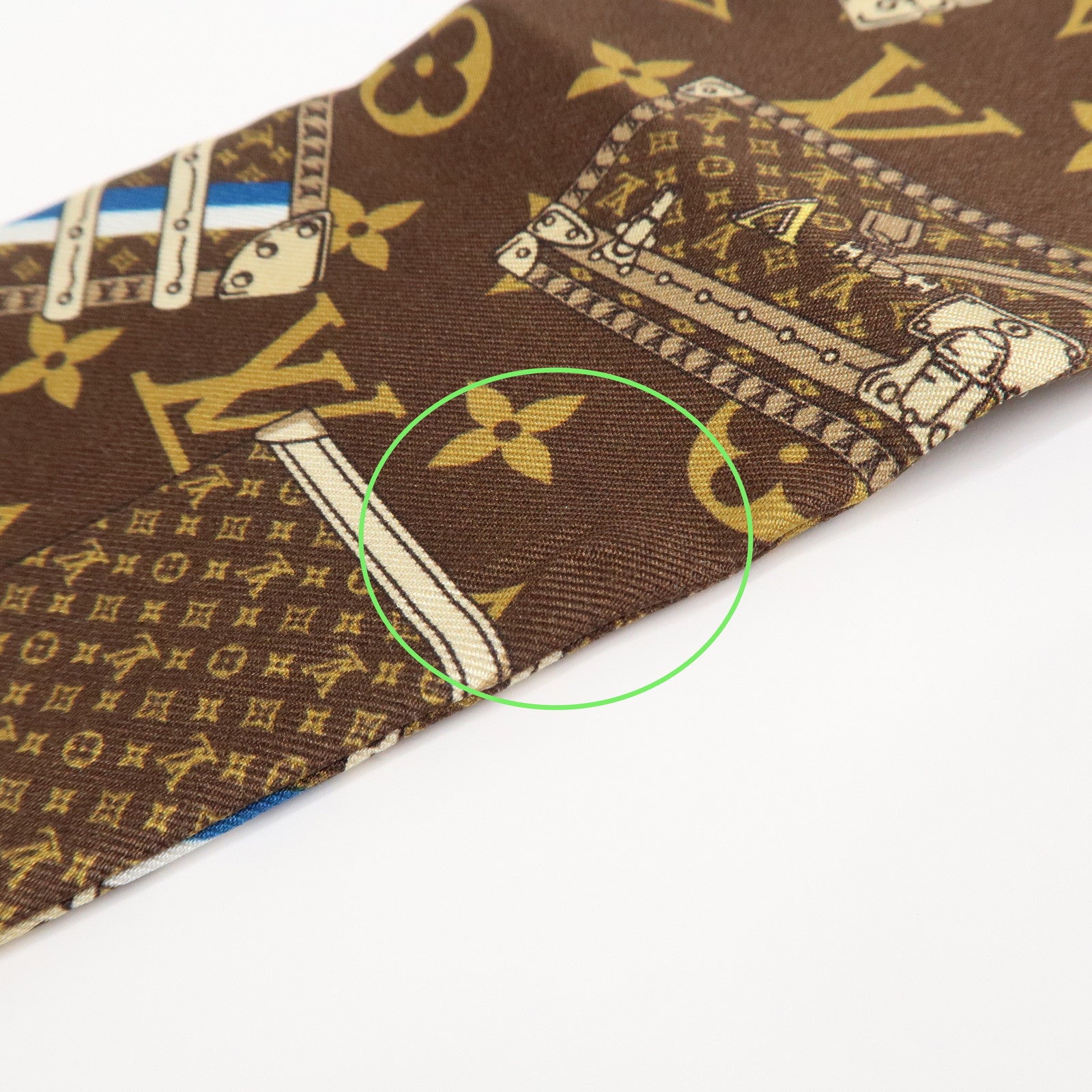 Louis Vuitton 100% Silk Bandeau Monogram Trunks Scarf Brown M72395 Used
