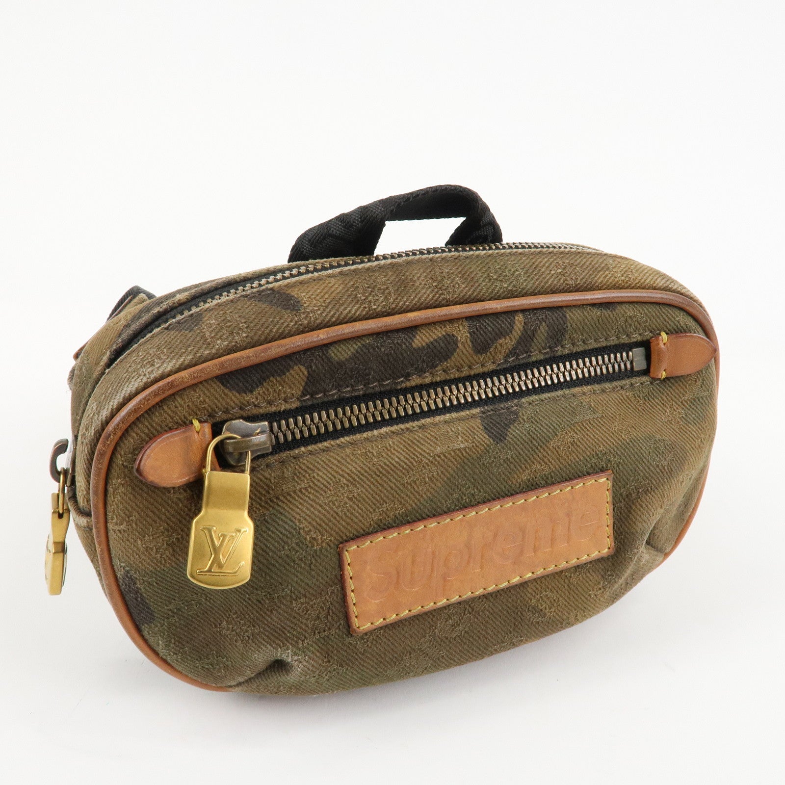 Louis Vuitton Monogram Camouflage SUPREME 2017 Bum Bag PM N44202 Used