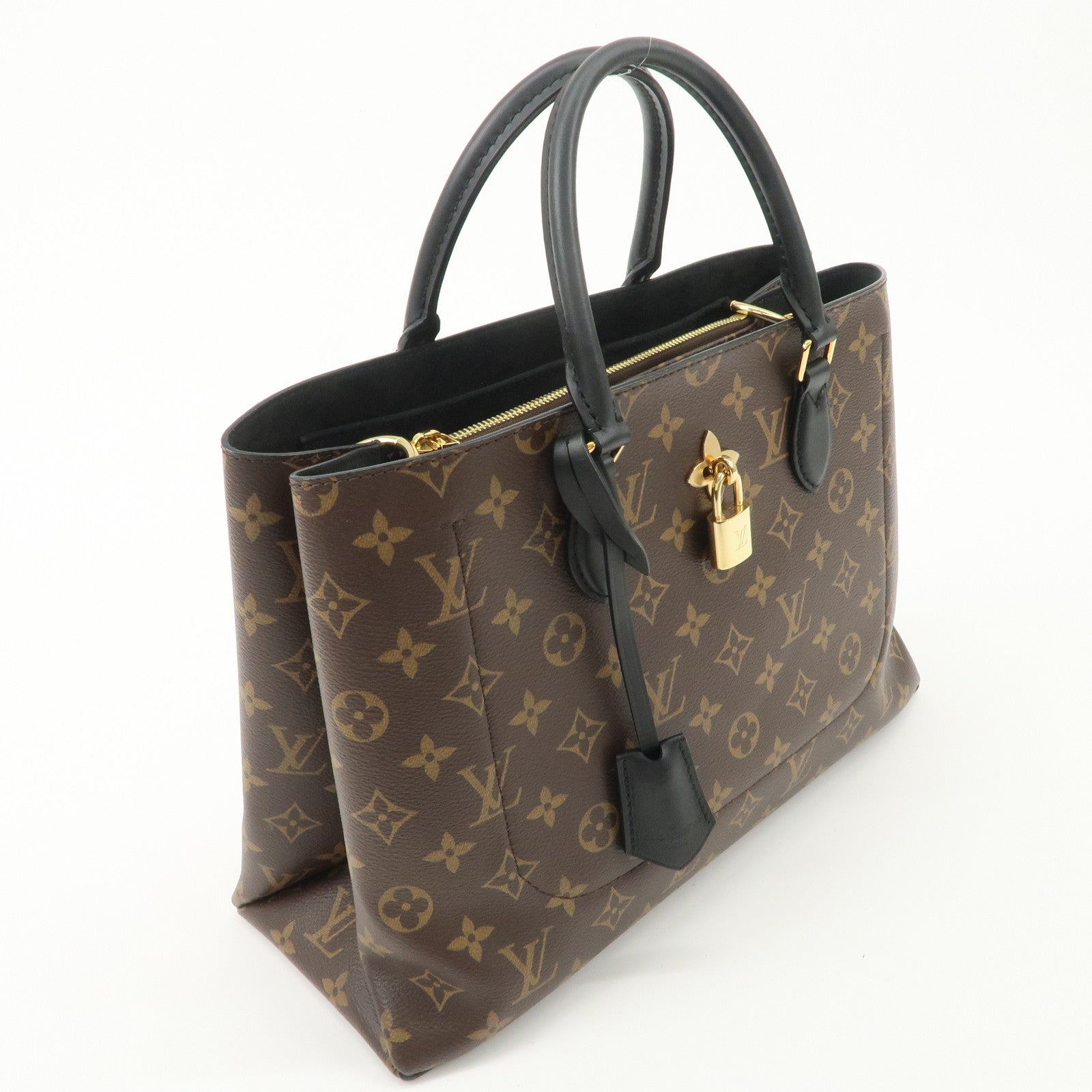 Louis Vuitton Monogram Flower Tote 2Way Hand Bag Noir M43550 Used