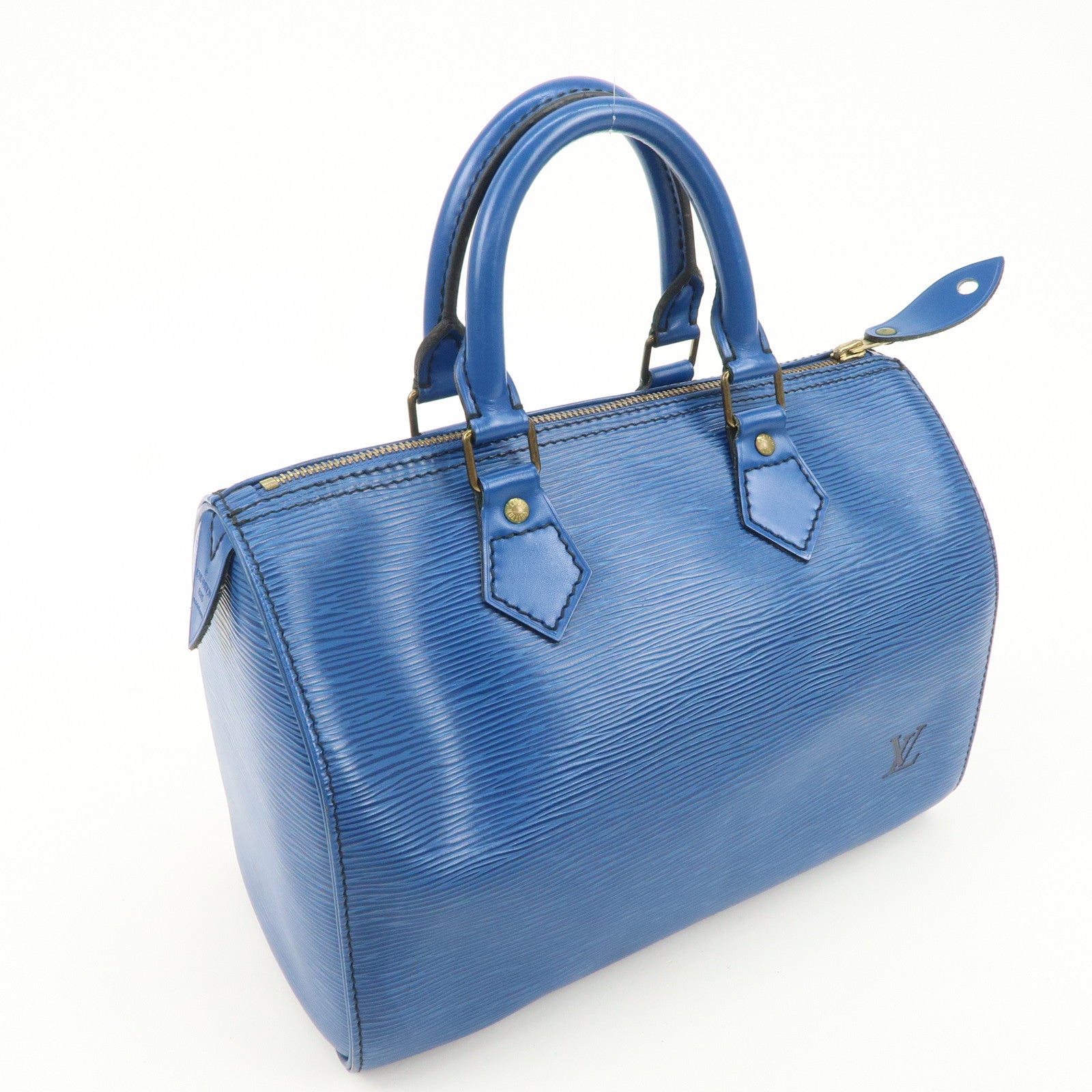 Louis Vuitton Epi Speedy 25 Hand Bag Boston Bag Blue M43015 Used