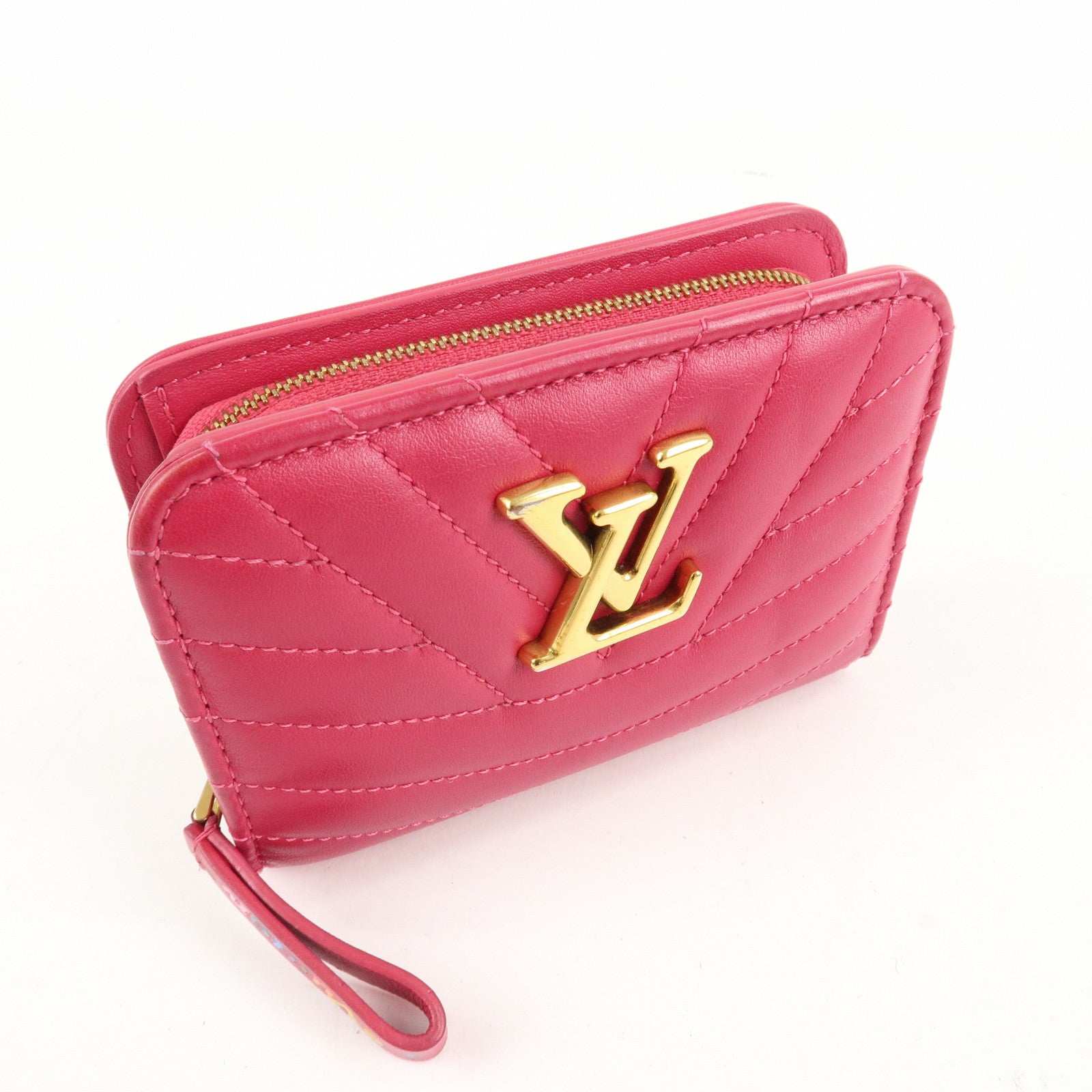 Louis Vuitton New Wave Leather Bi-Fold Compact Wallet Freesia Pink Used