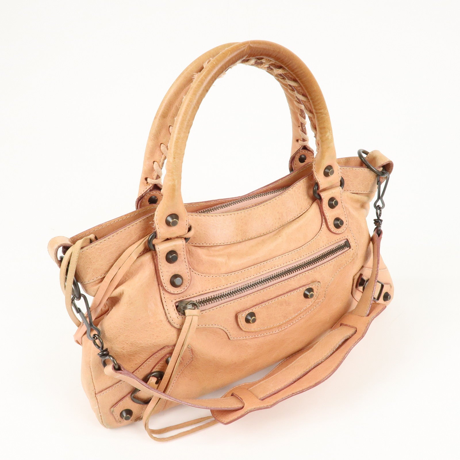BALENCIAGA The First Leather 2Way Bag Hand Bag Pink 103208 Used