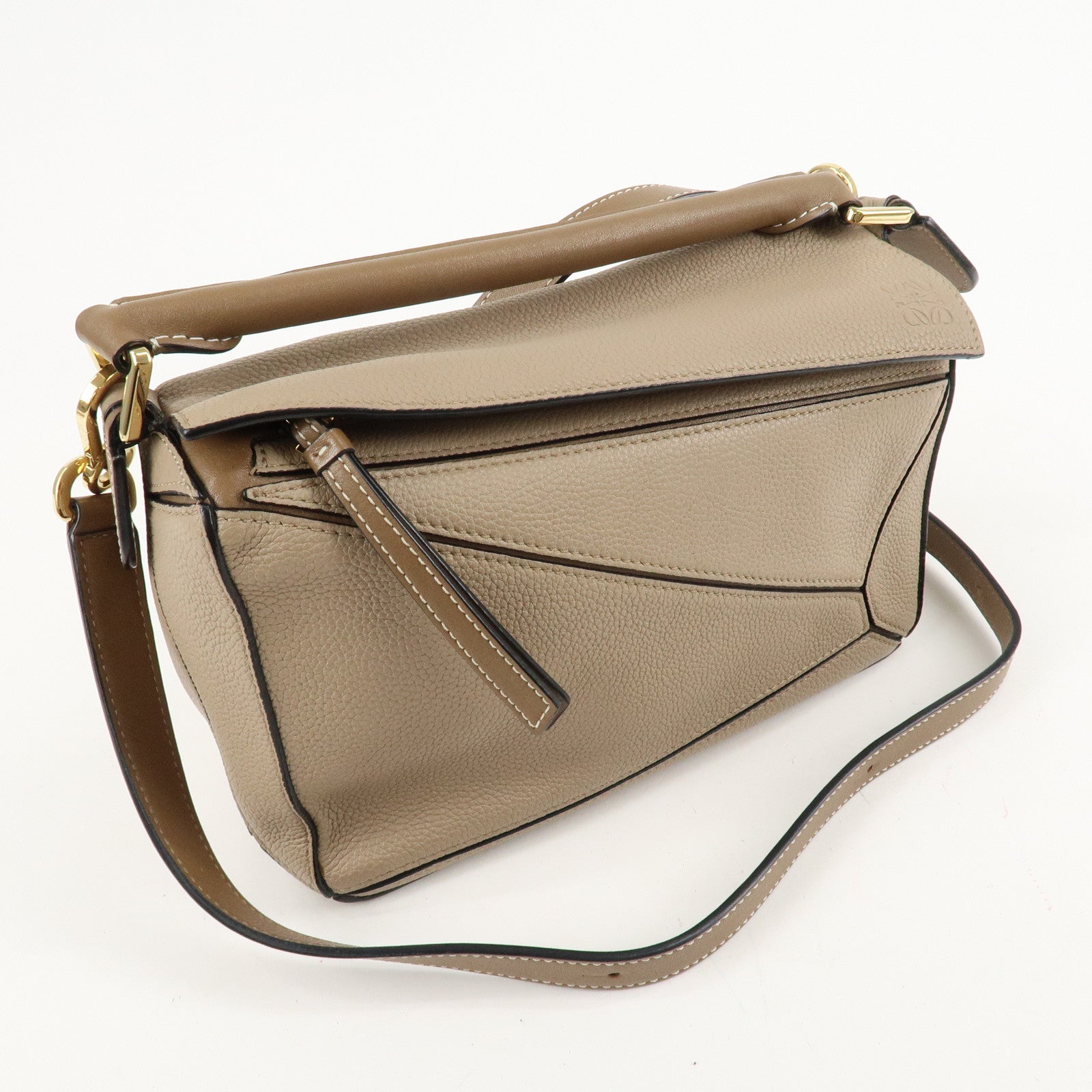 LOEWE Leather Puzzle Bag Small 2Way Bag Hand Bag Beige Used