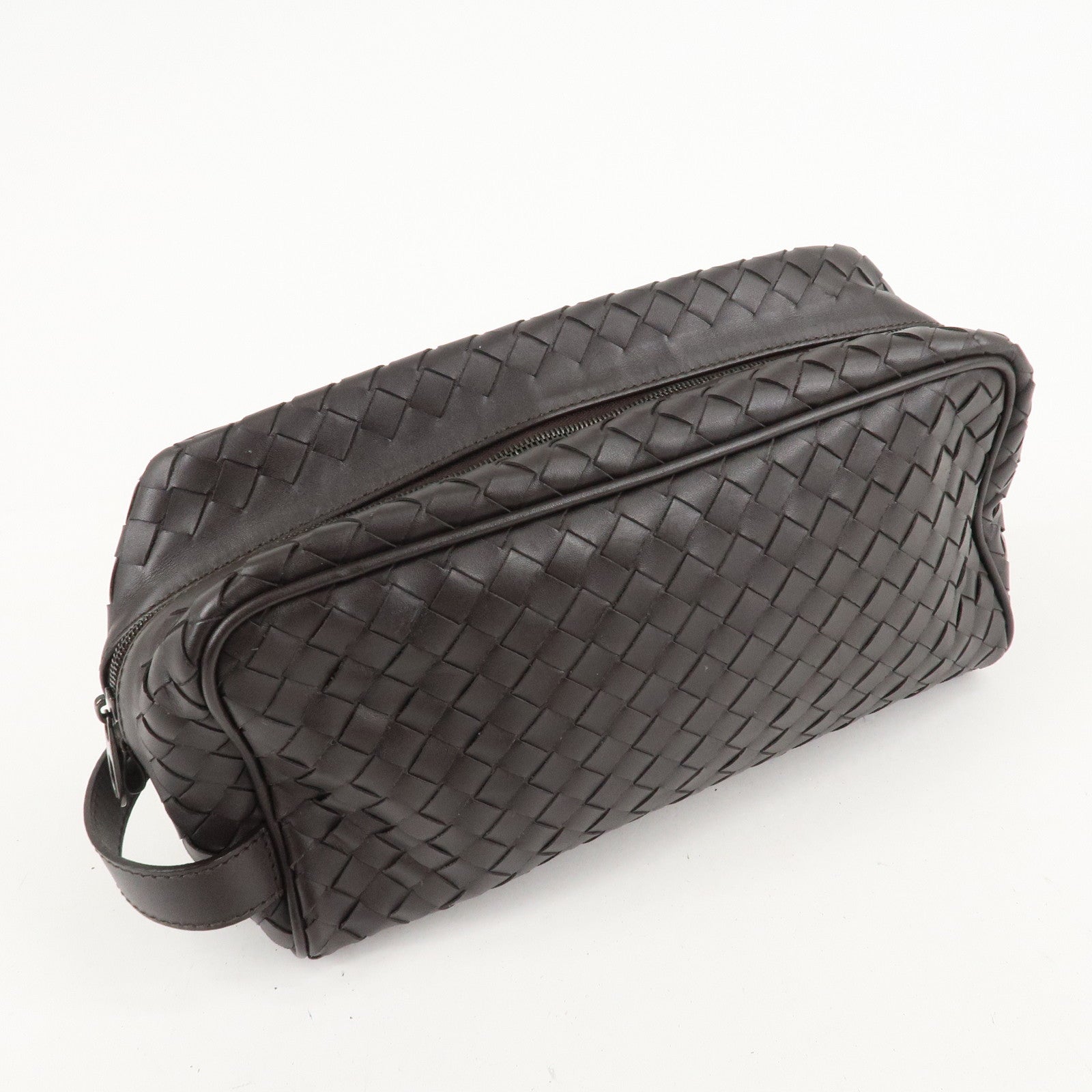 BOTTEGA VENETA Intrecciato Leather Second Bag Dark Brown Used