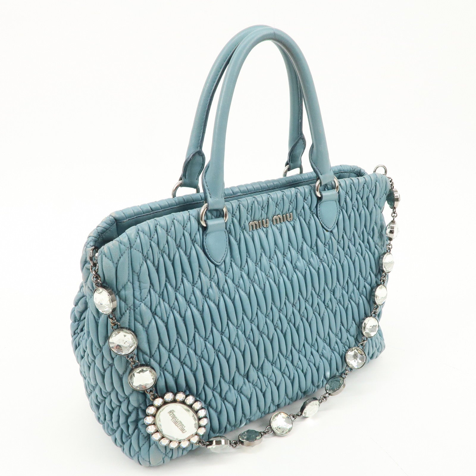 MIU MIU Matelasse Nappa Crystal Leather 2WAY Bag RN0958 Used