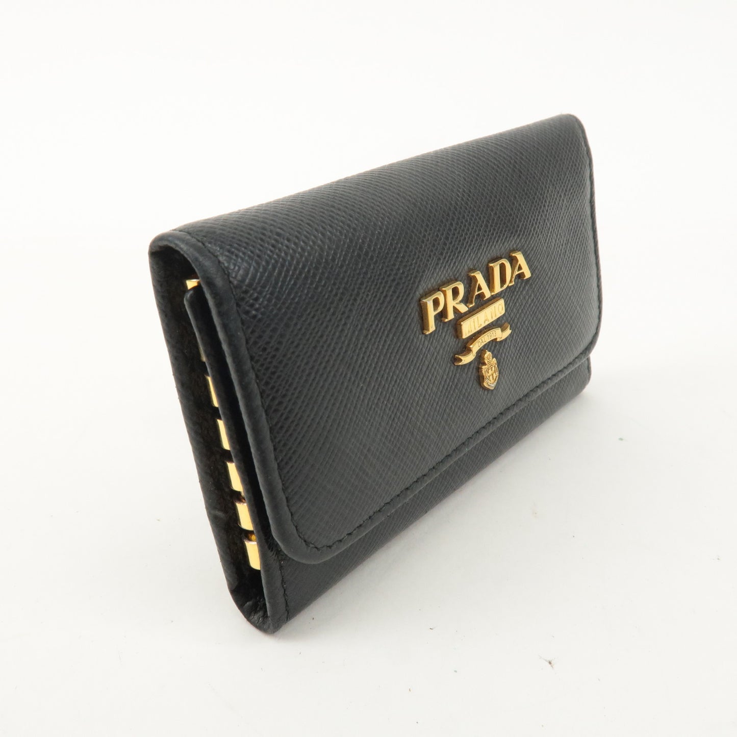 PRADA Leather 6 KeyHook Key Case Key Holder NERO Black 1PG222