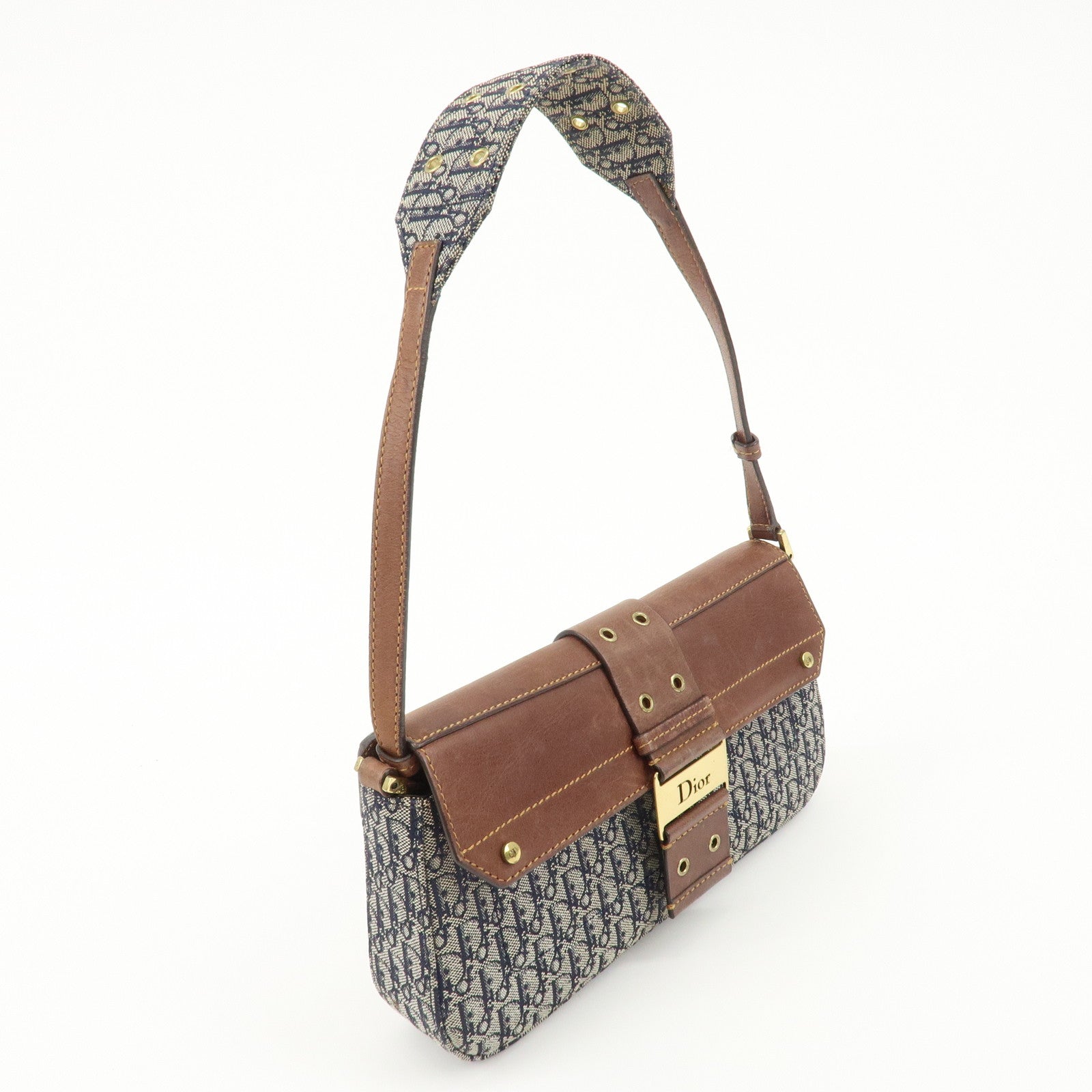 Christian Dior Trotter Street Chic Canvas Leather Shoulder Bag Used