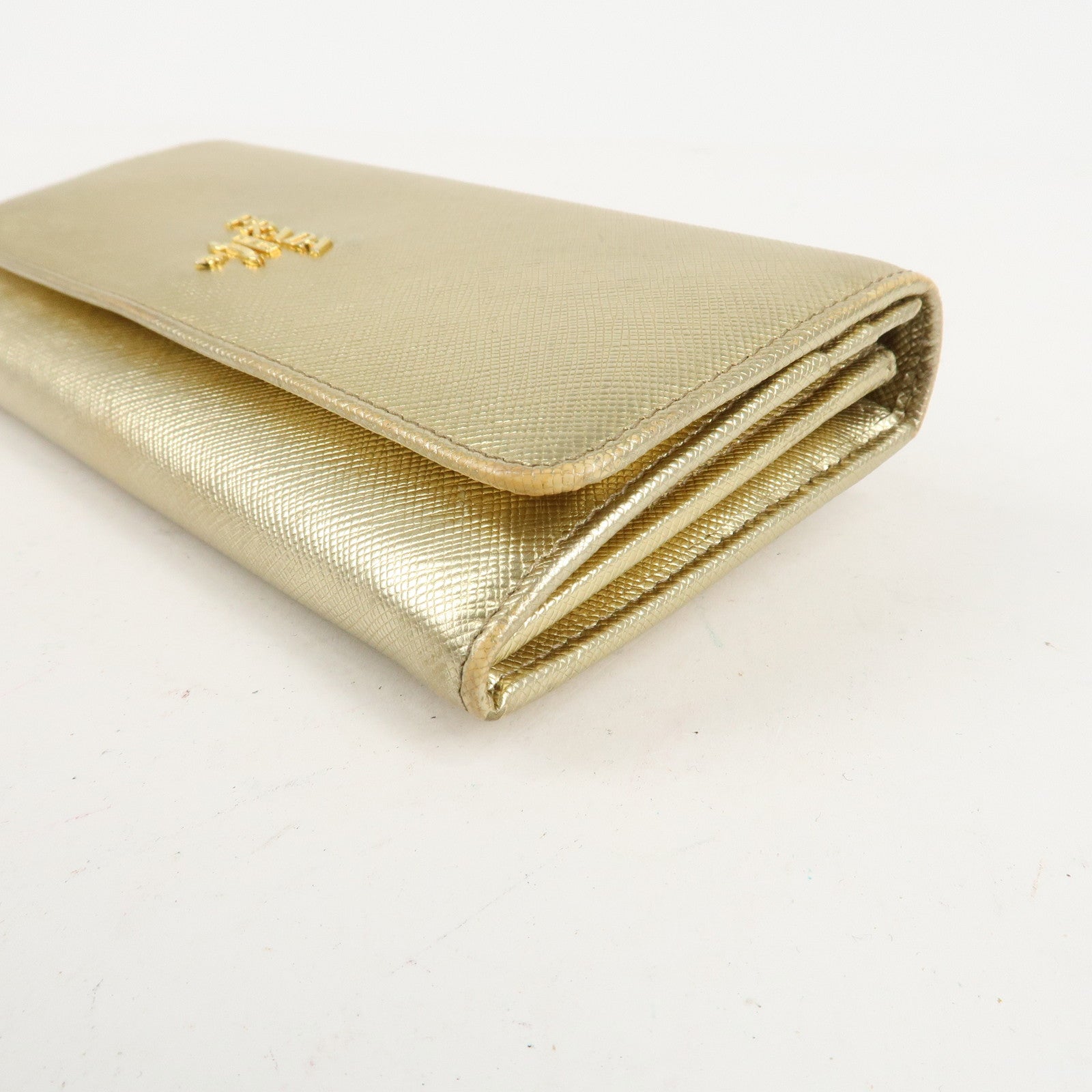 PRADA Set of 2 Saffiano Leather Bi-fold Long Wallet Glower Motif Used