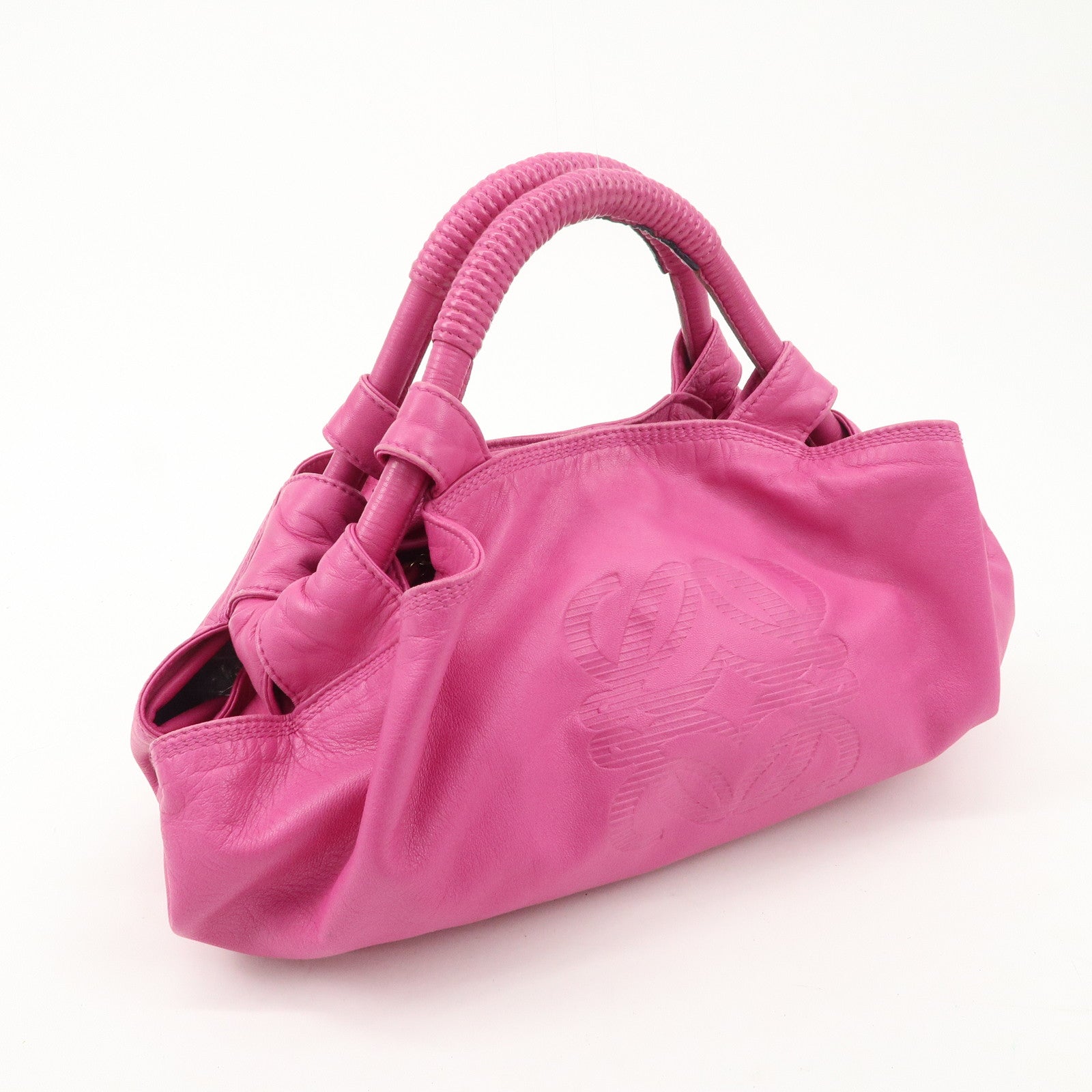 LOEWE Anagram Leather Nappa Aire Hand Bag Pink Used