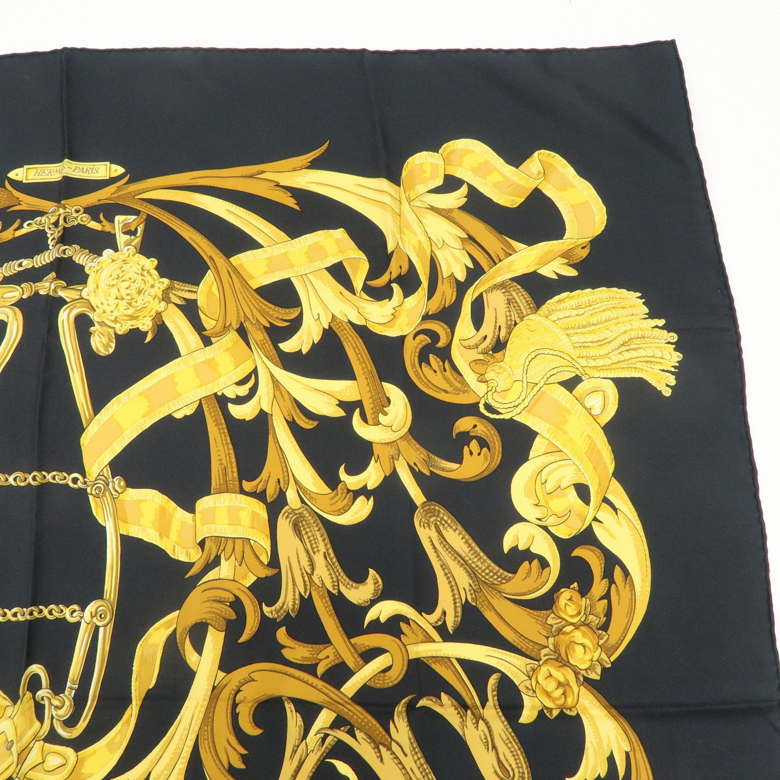 HERMES Silk 100% Carre 90 Scarf LE MORS A LA CONETABLE Used