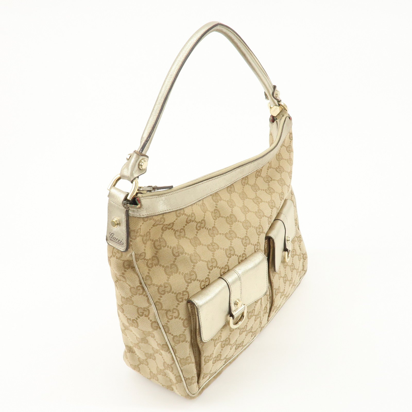 GUCCI GG Canvas Leather Shoulder Bag 153025 Used