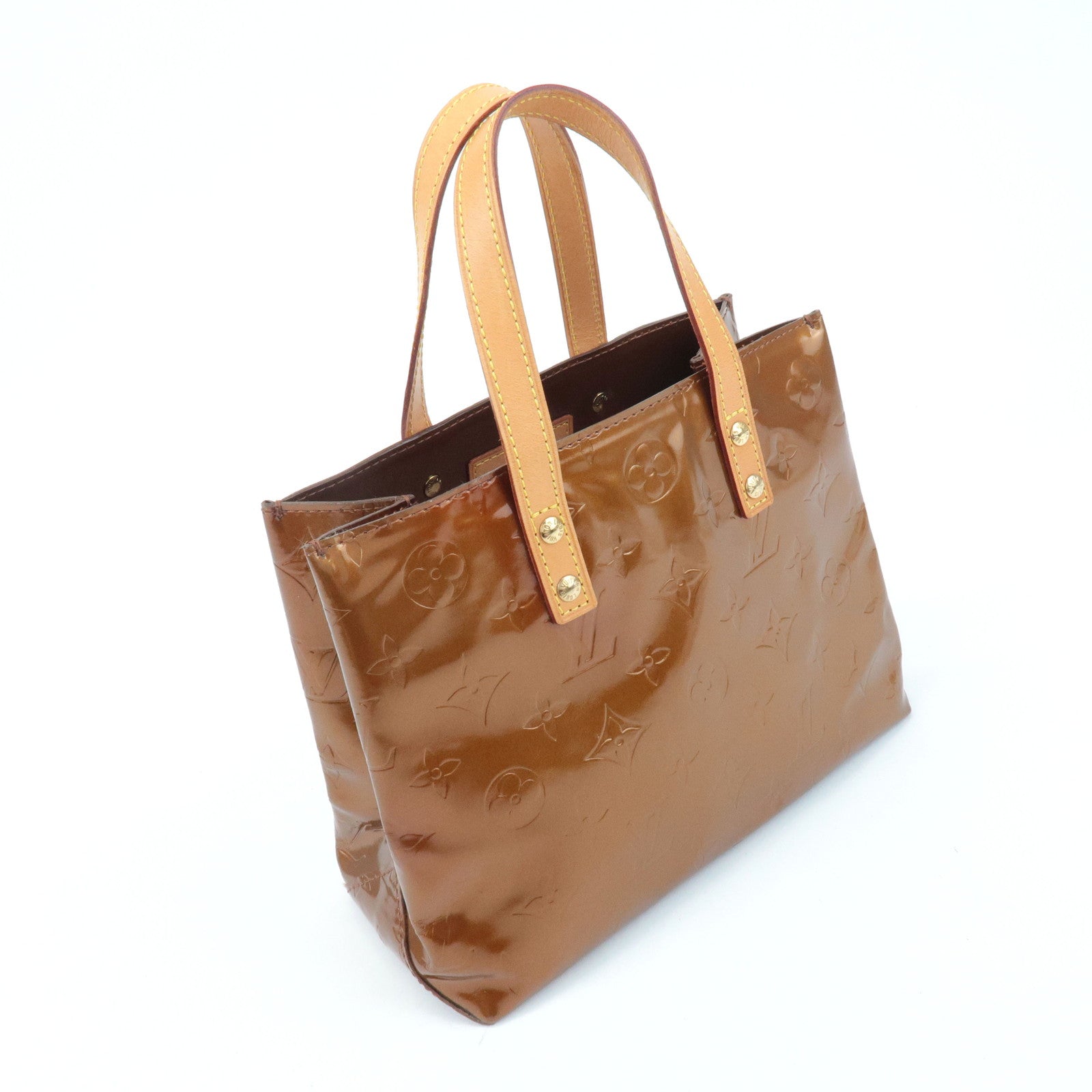 Louis Vuitton Monogram Vernis Lead PM Hand Bag Bronze M91146 Used
