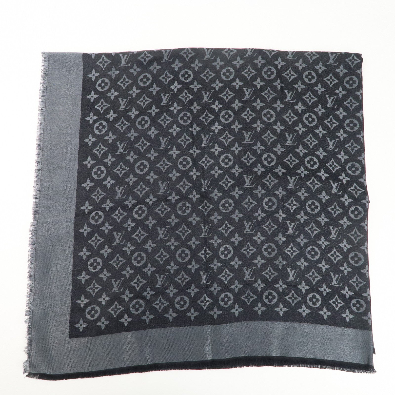 Louis Vuitton Shawl Monogram Shine Stole Scarf Noir Black 401910 Used