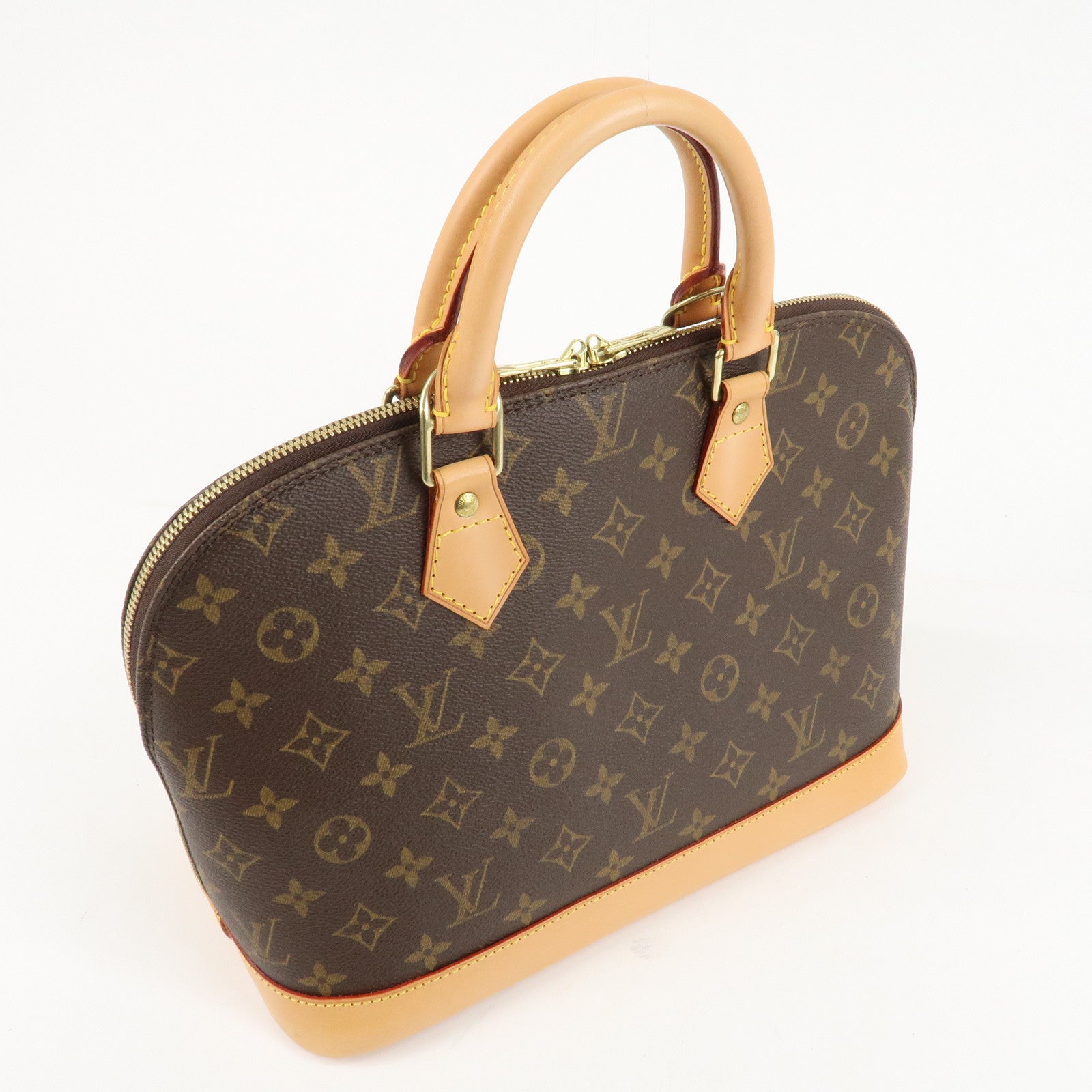 Louis Vuitton Monogram Alma Hand Bag Brown Gold Hardware M51130 Used