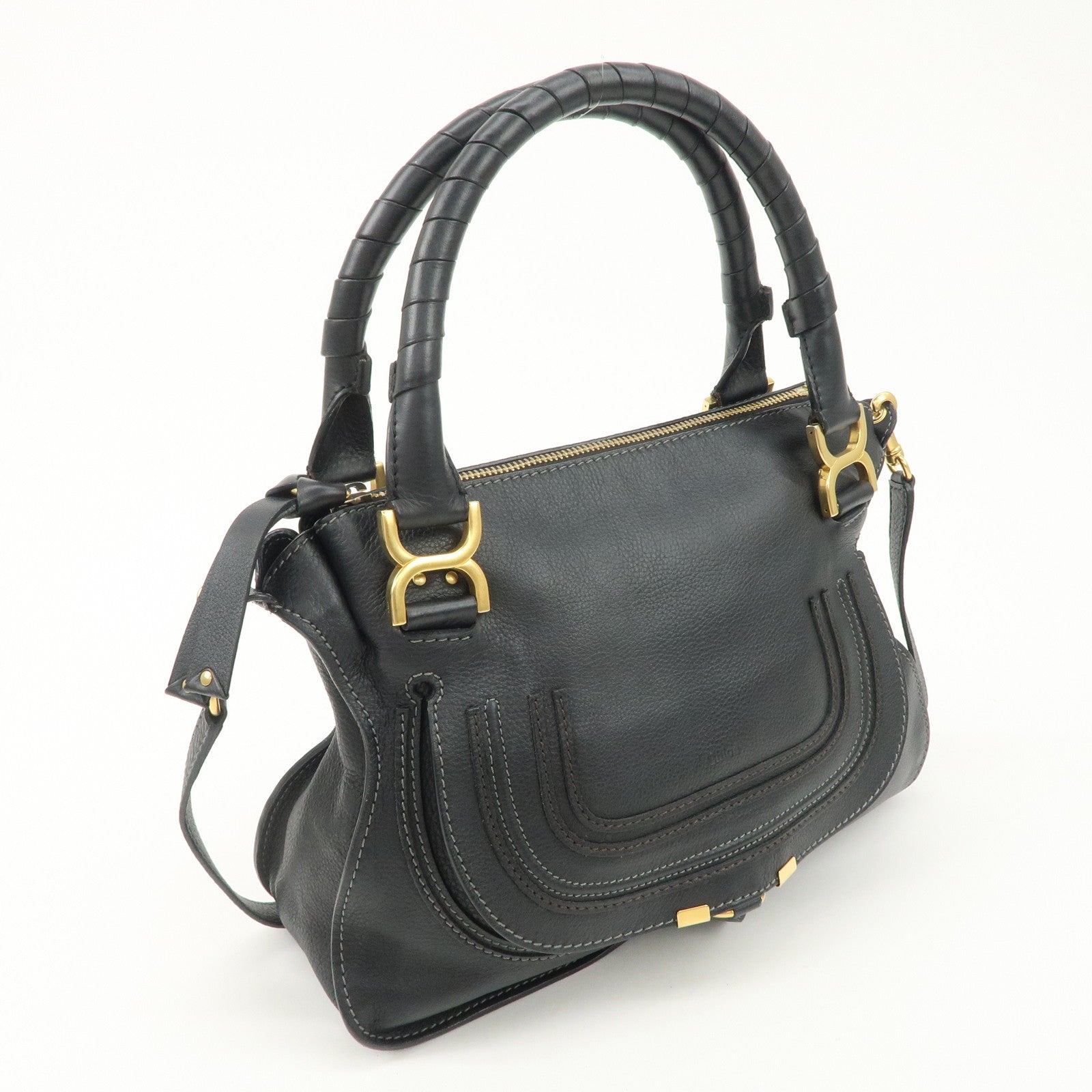 Chloe Leather Marcie 2Way Shoulder Bag Hand Bag Black Used