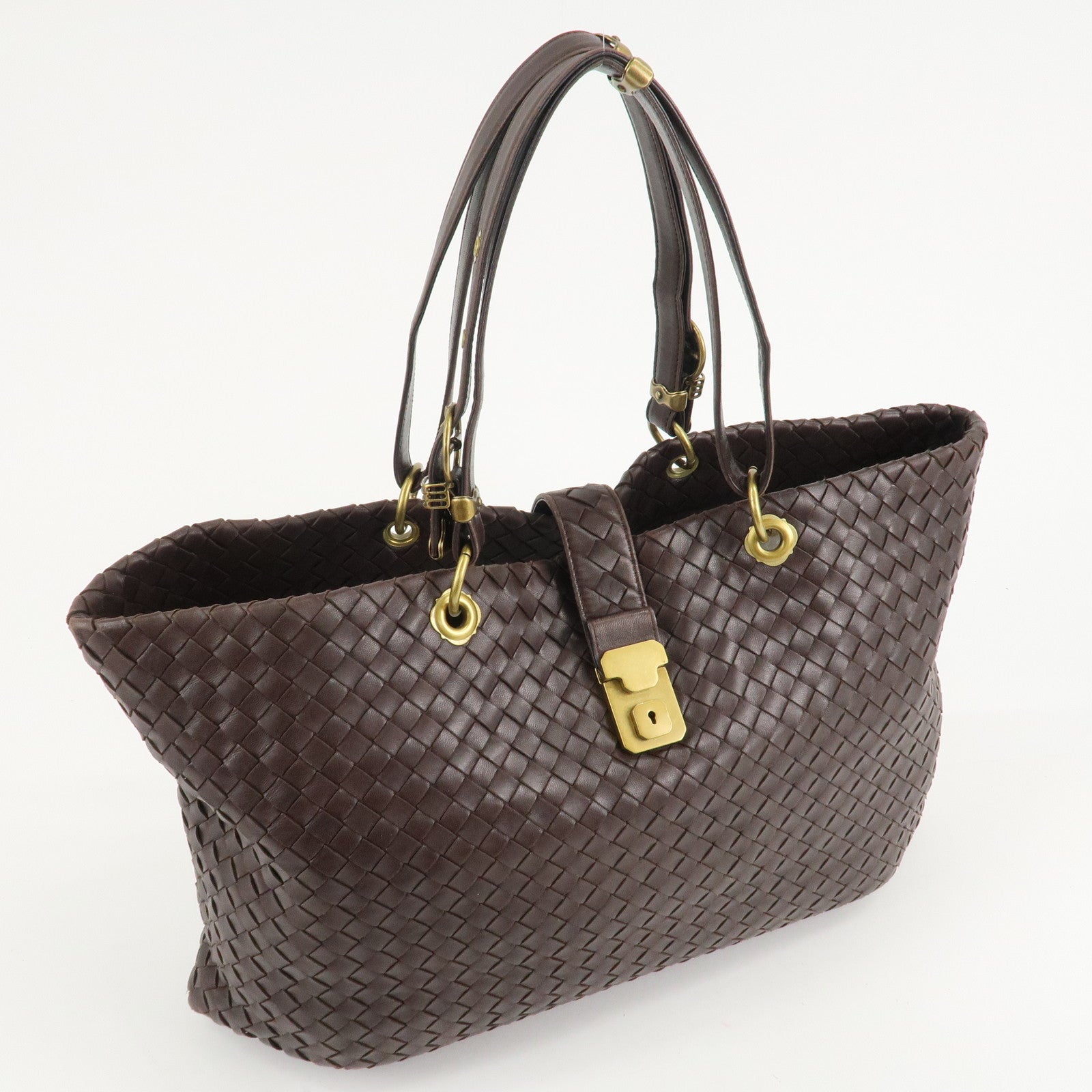 BOTTEGA VENETA Intrecciato Leather Tote Bag Dark Brown 162197 Used