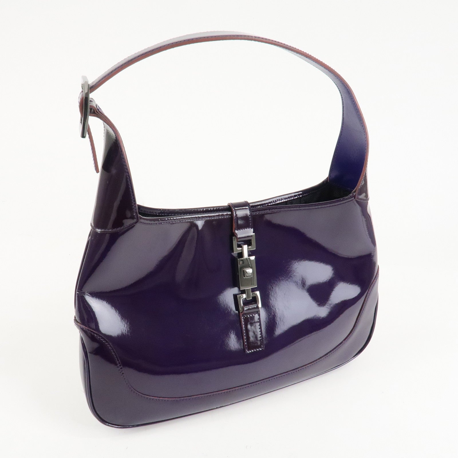 GUCCI Jackie Patent Leather Shoulder Bag Purple 001.3306 Used