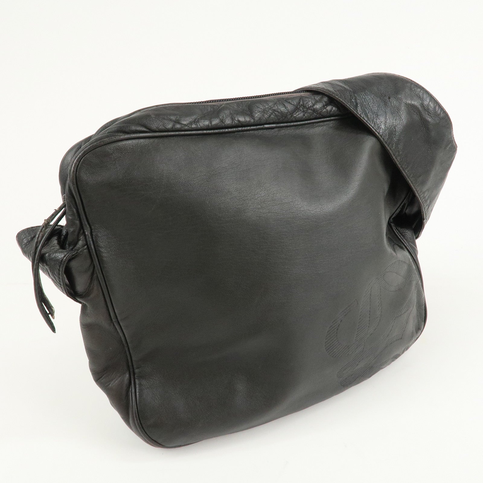 LOEWE Anagram Leather Shoulder Bag Crossbody Bag Black Used