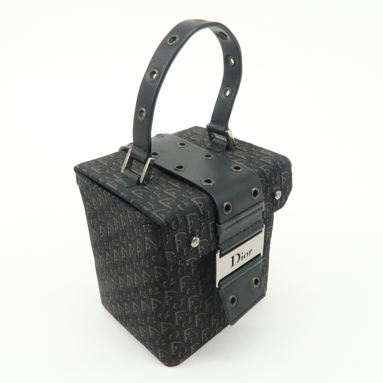 Christian Dior Street Chic Trotter Canvas Leather Vanity Bag Black Used