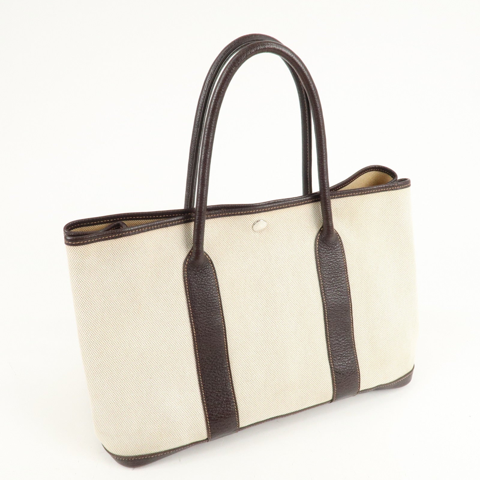 HERMES Toile Ash Leather Garden Party I Stamped (around 2005) Used