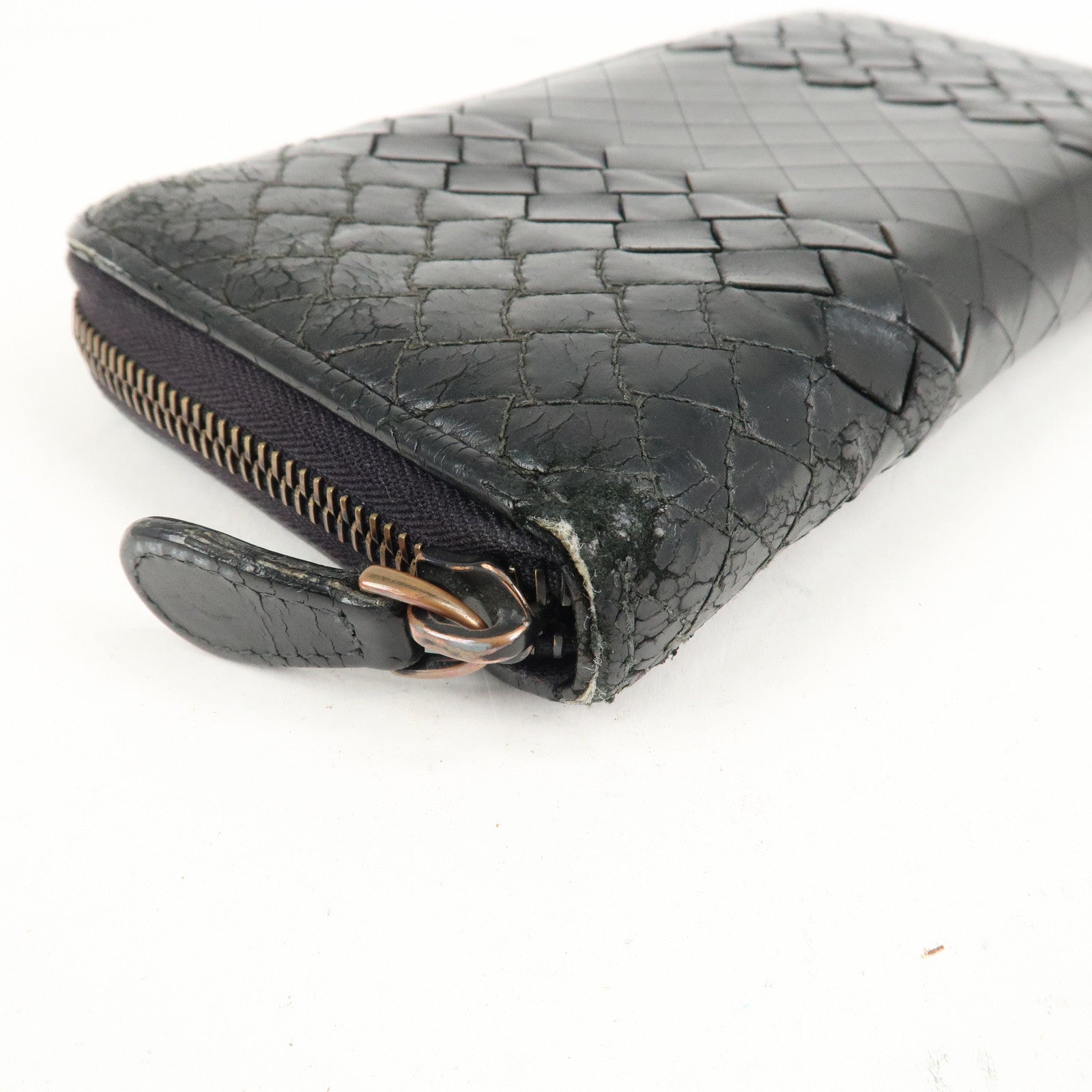 BOTTEGA VENETA Set of 2 Intrecciato Leather Zip Around Wallet Used