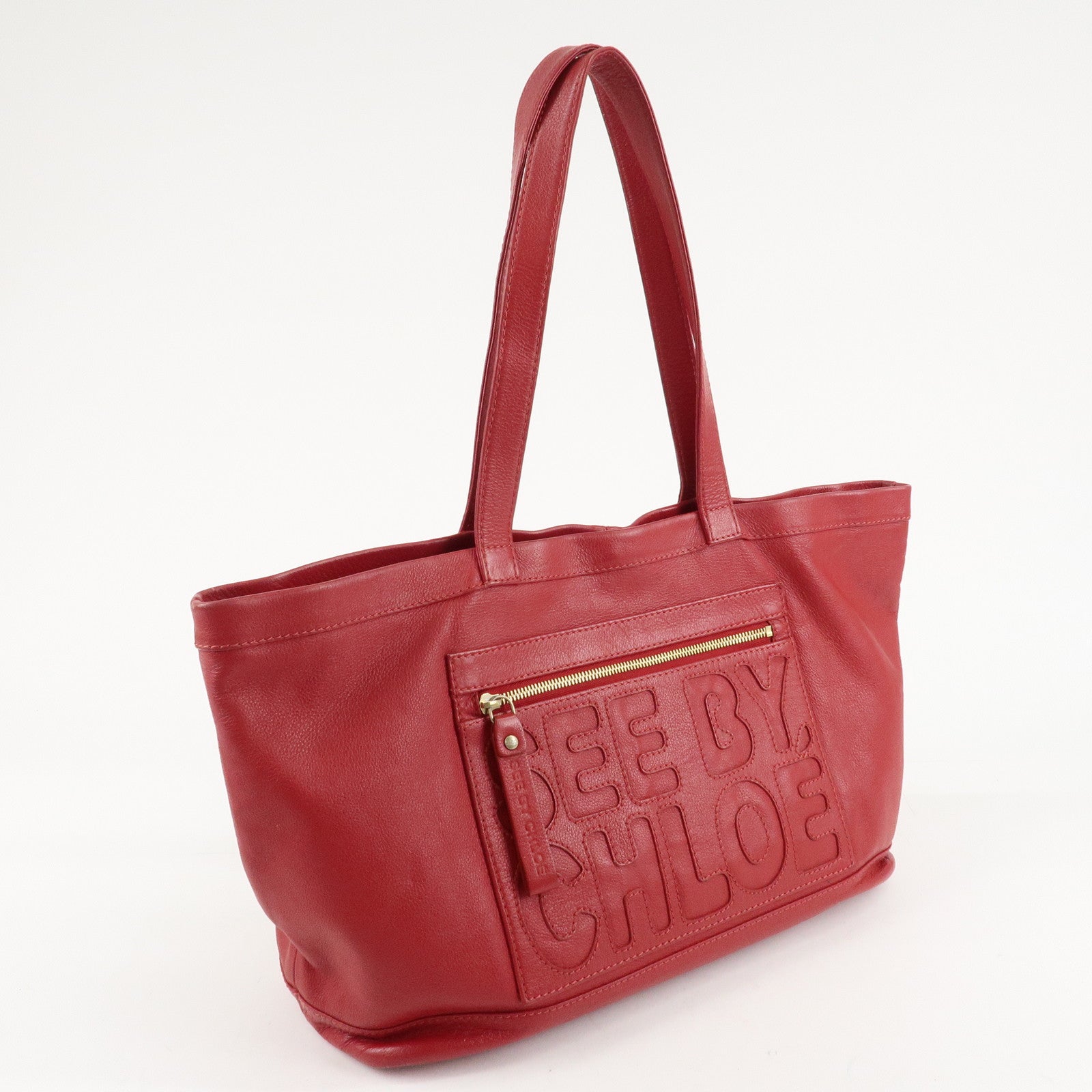 Chloe See By Chloe Leather Tote Bag Shoulder Bag Red Used