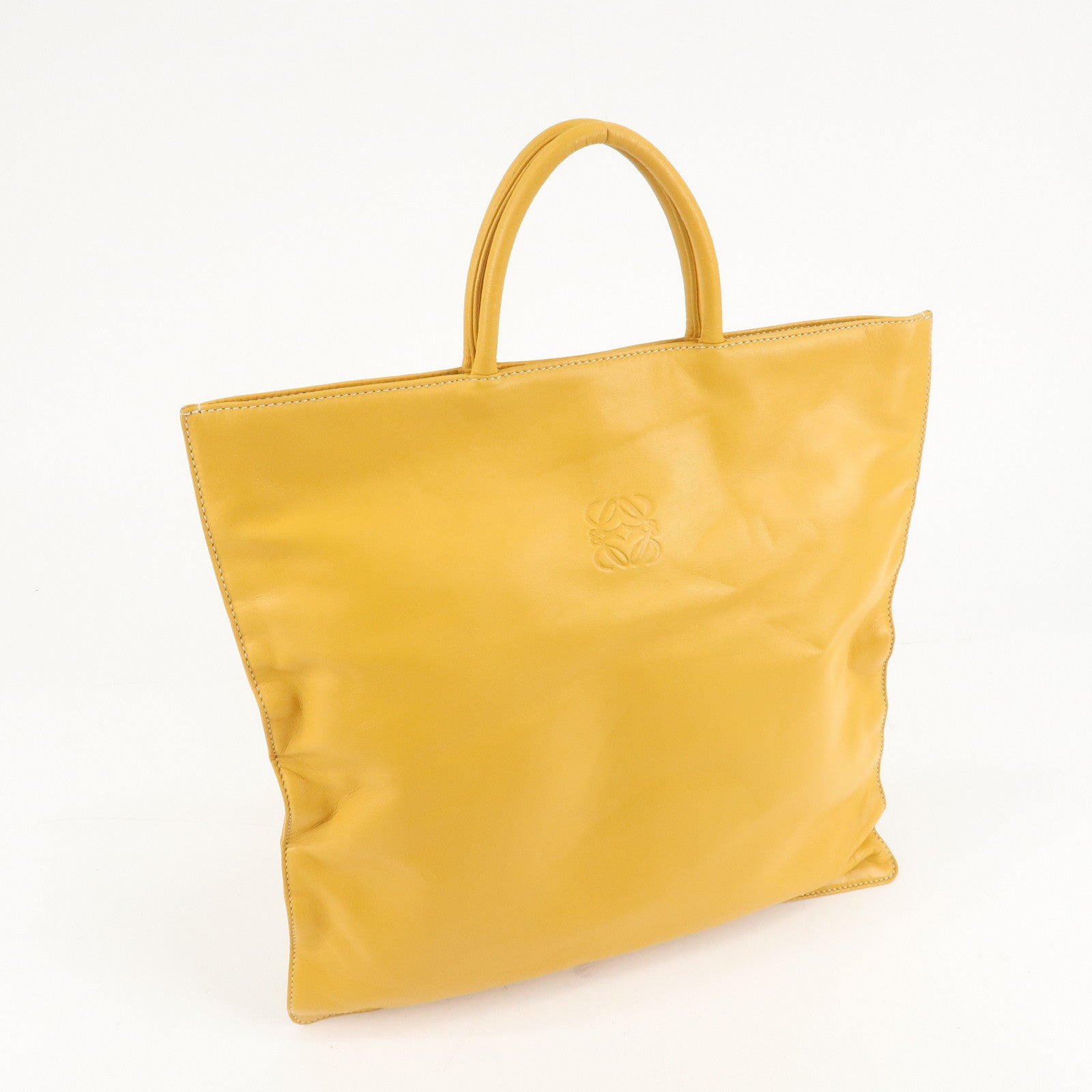 LOEWE Anagram Nappa Aire Leather Tote Bag Shoulder Bag Yellow Used